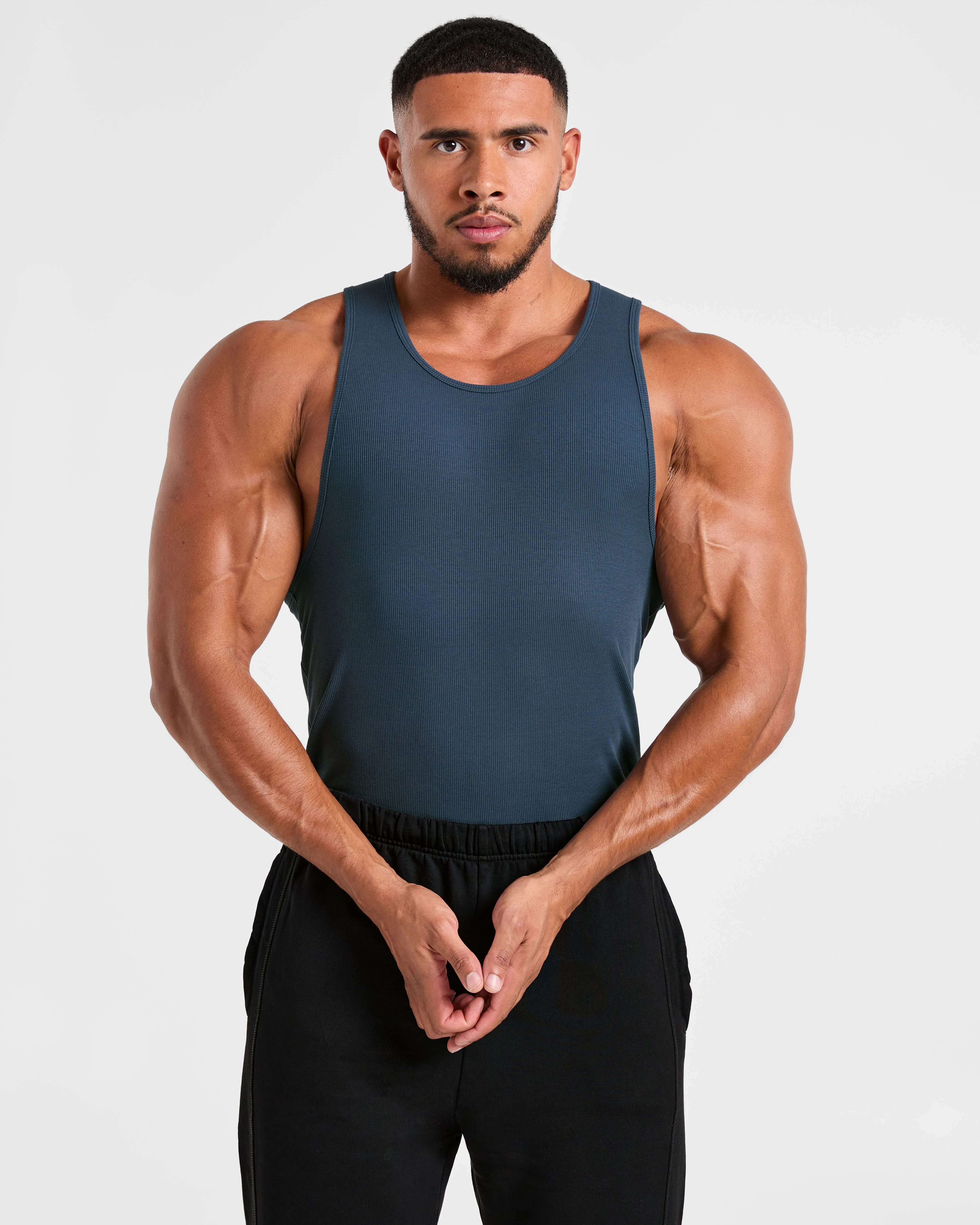 Muscle Ribbed Tank - Washed Navy - Image 8