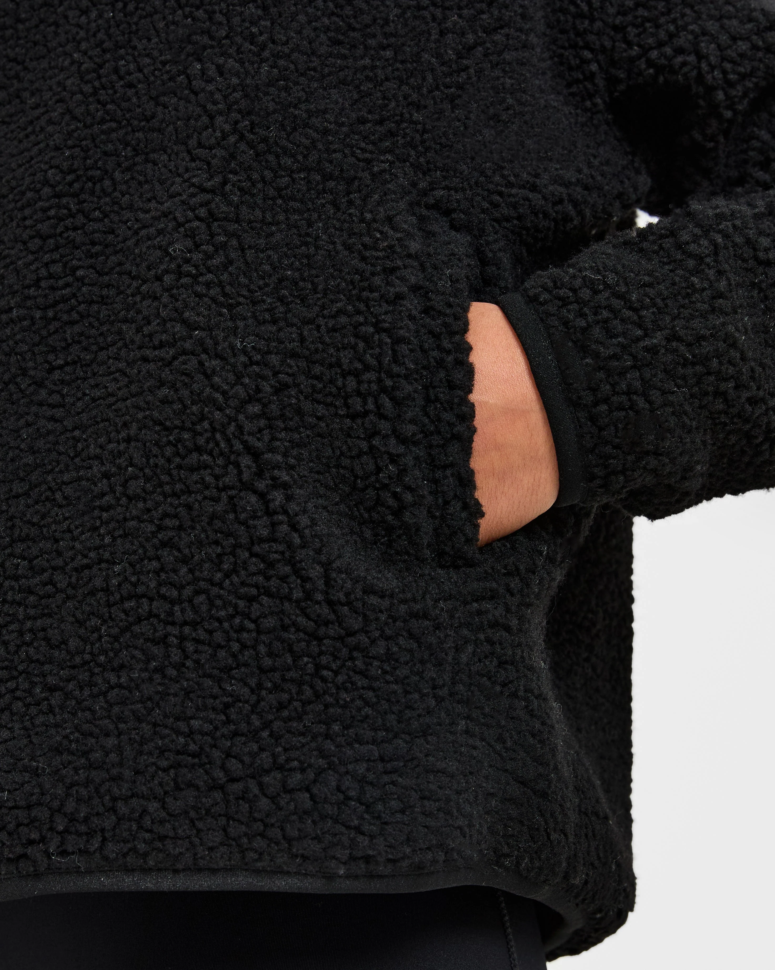 Oversized Zip Up Fleece Jacket - Black - Image 6