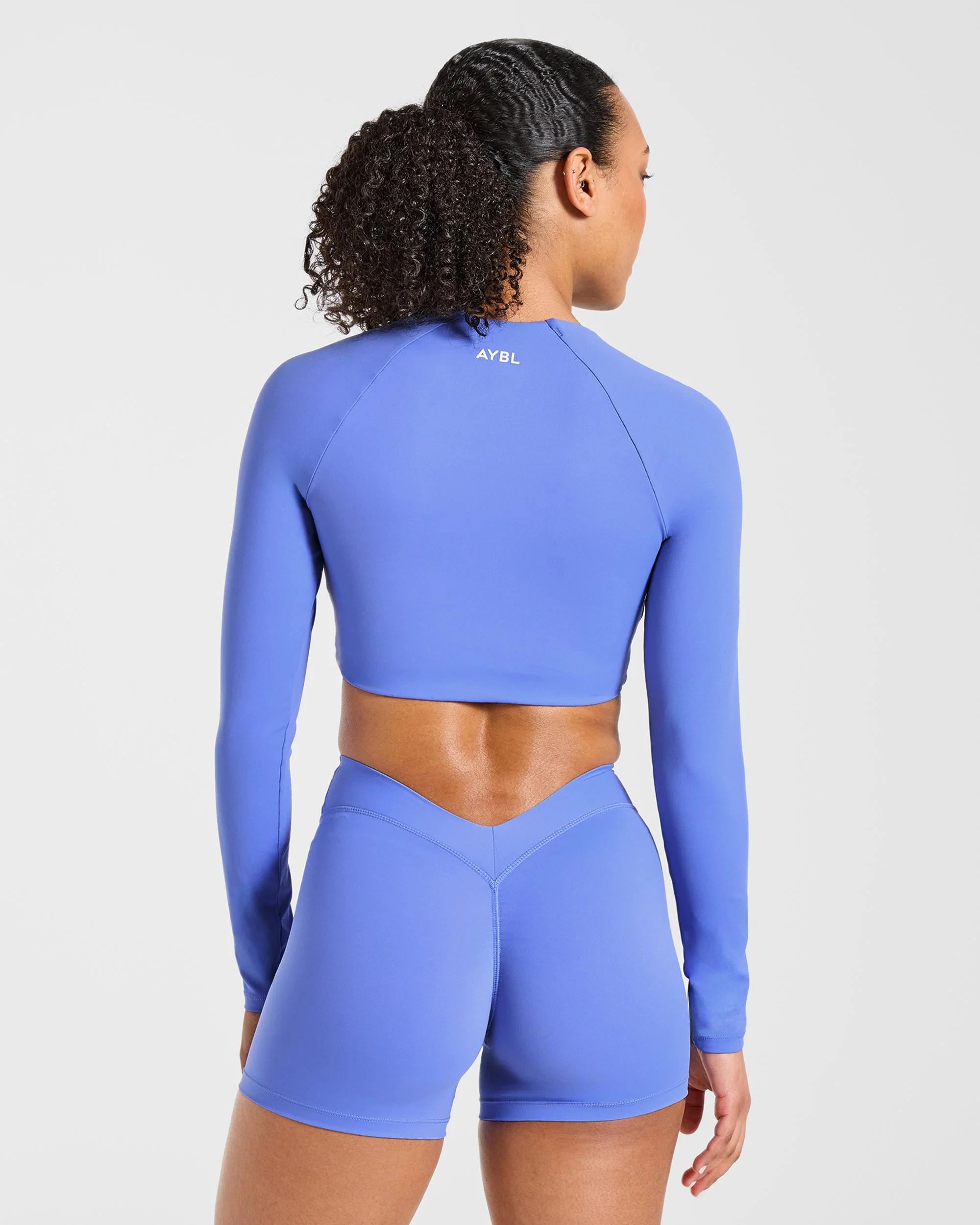 Physique Long Sleeve Crop Top - Cornflower Purple - Image 2