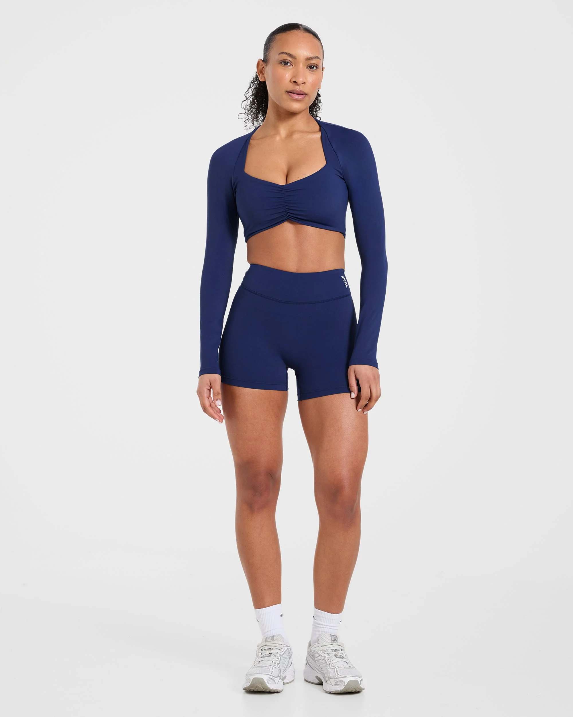 Physique Long Sleeve Crop Top - Midnight Navy - Image 4