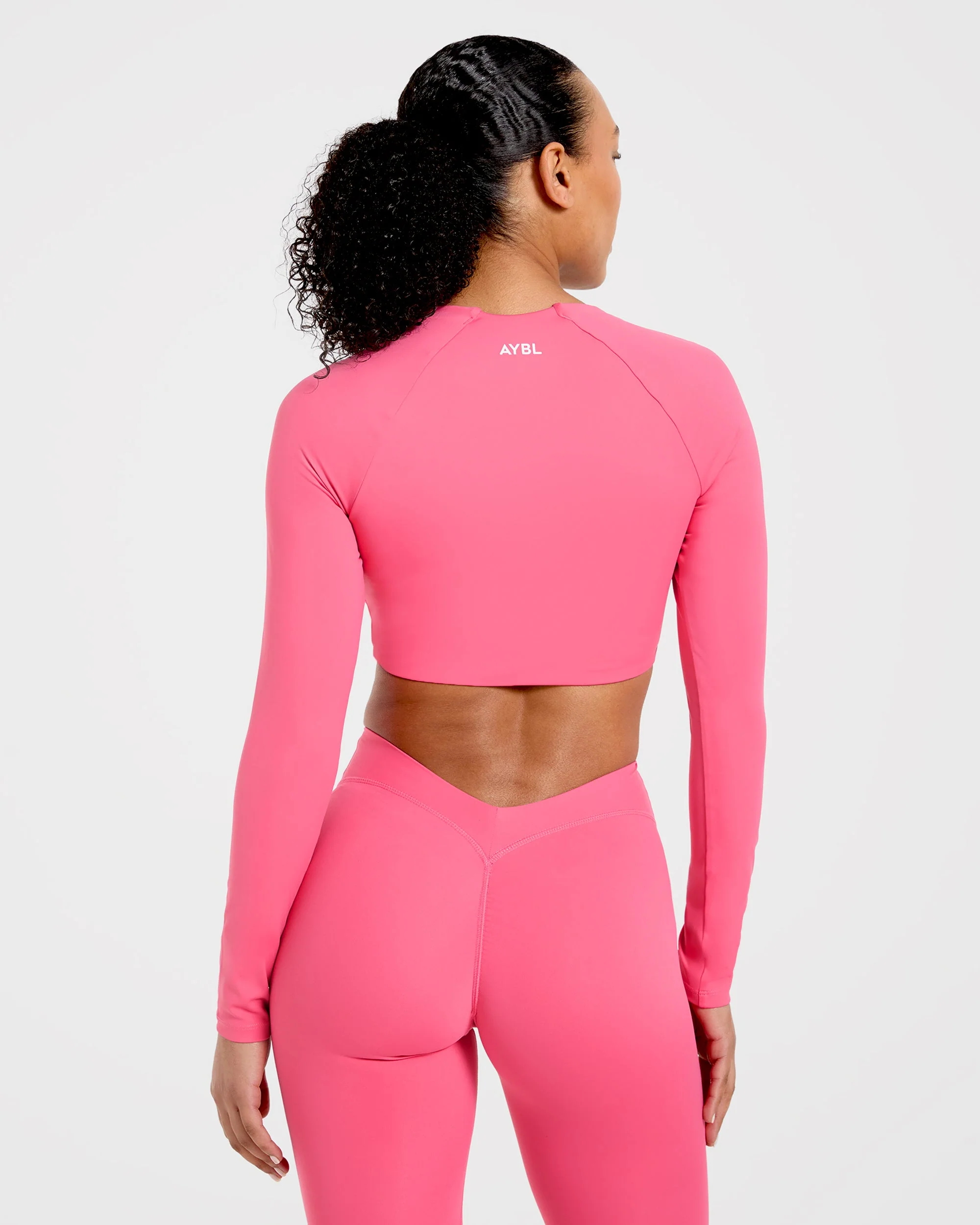 Physique Long Sleeve Crop Top - Roseberry Pink - Image 2