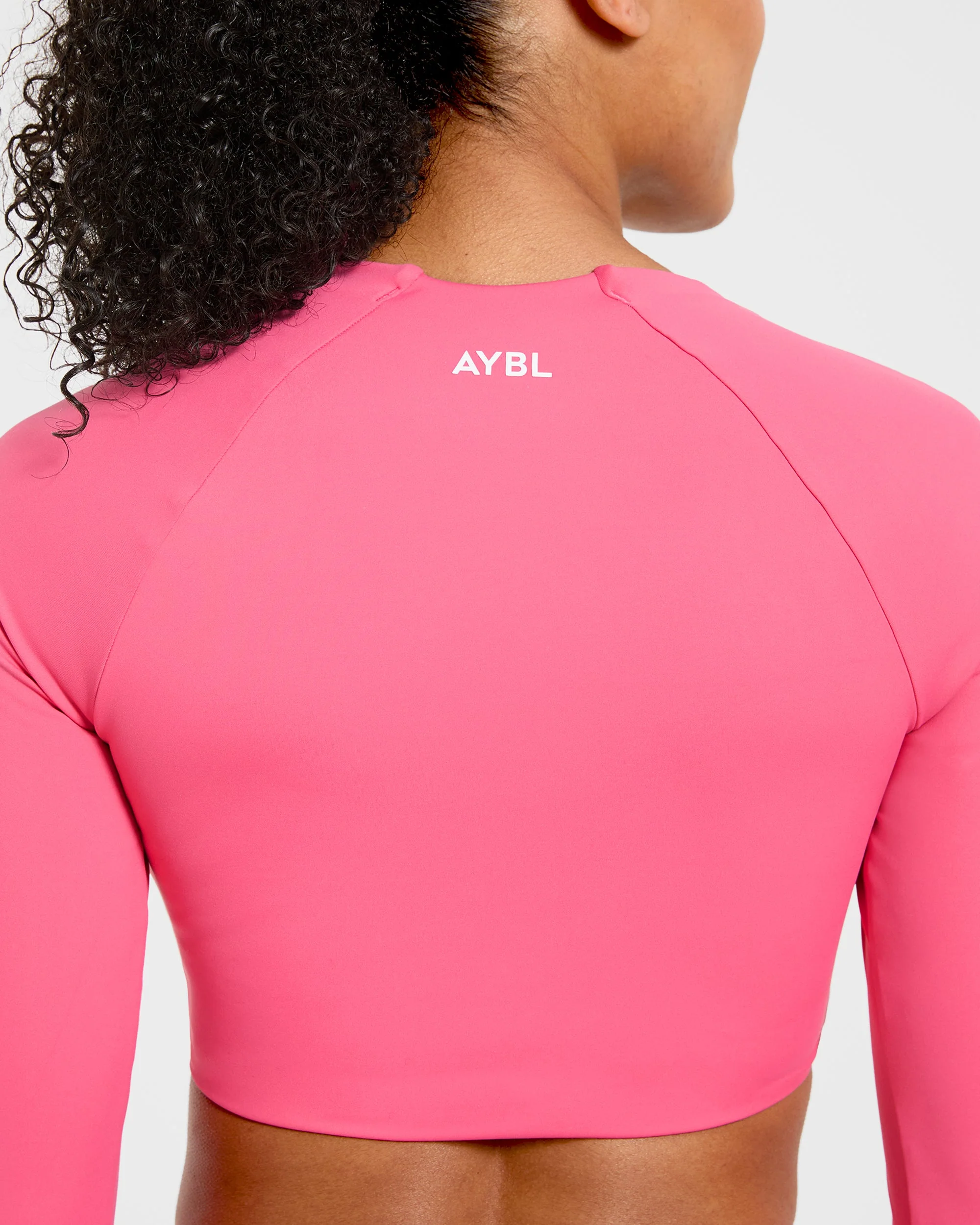 Physique Long Sleeve Crop Top - Roseberry Pink - Image 6