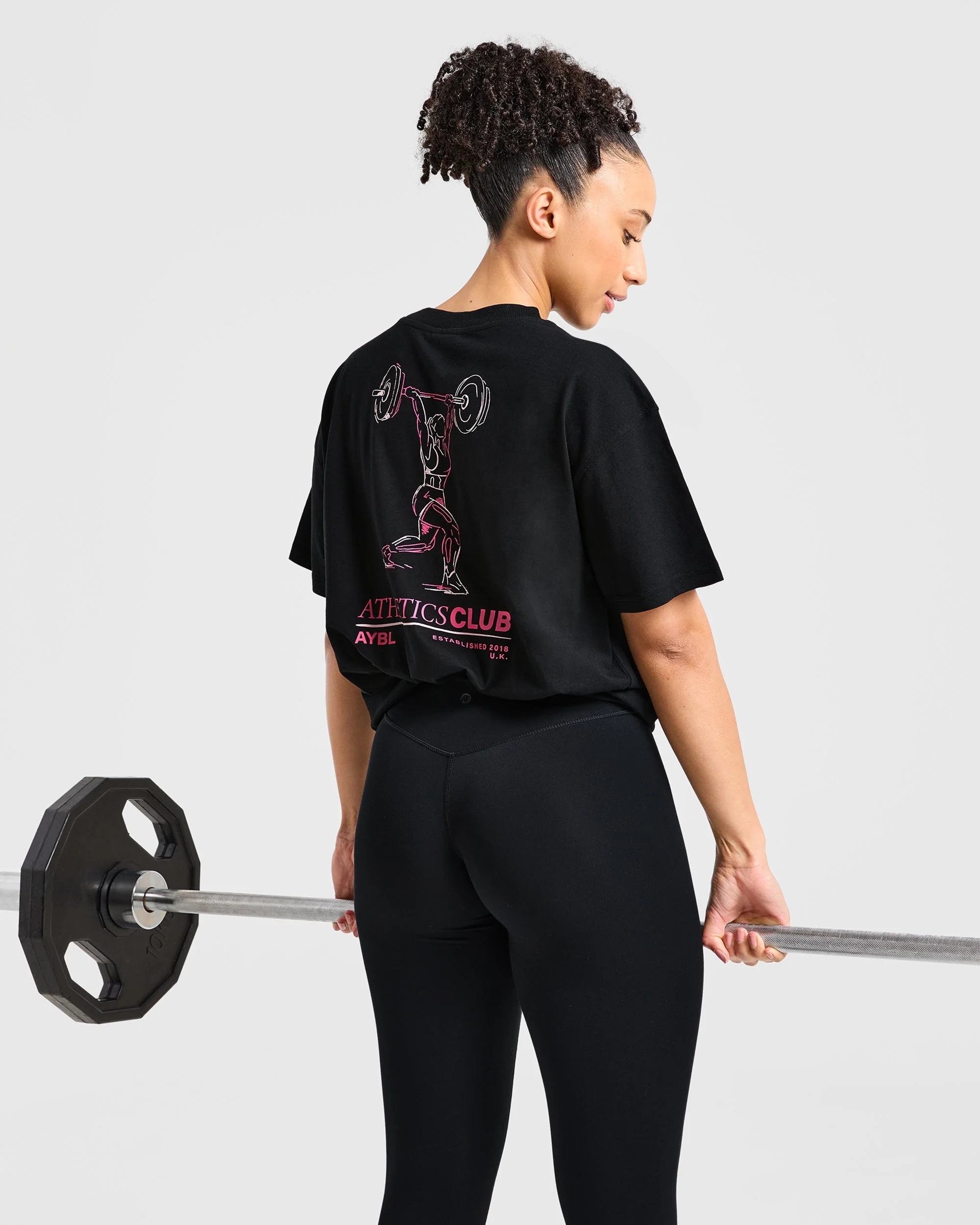 Power Lifting Illustration T Shirt - Black/Pink - Image 7