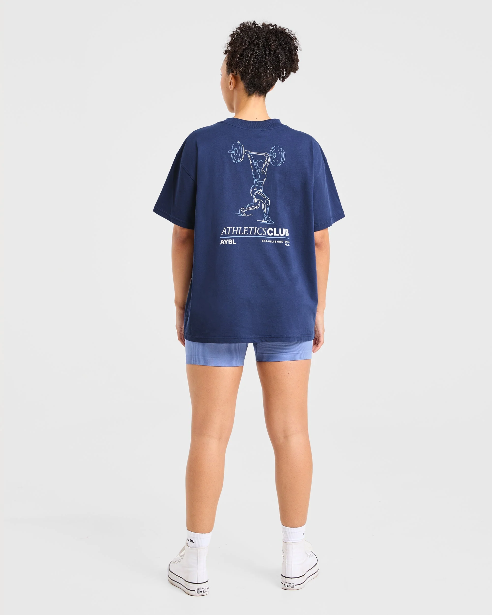 Power Lifting Illustration T Shirt - Blue - Image 3