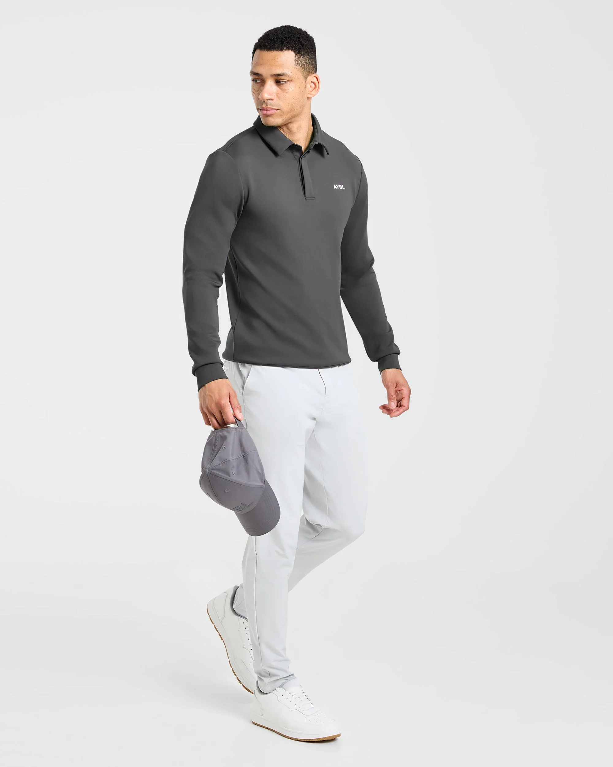 Precision Longsleeve Collared Pullover - Charcoal - Image 8