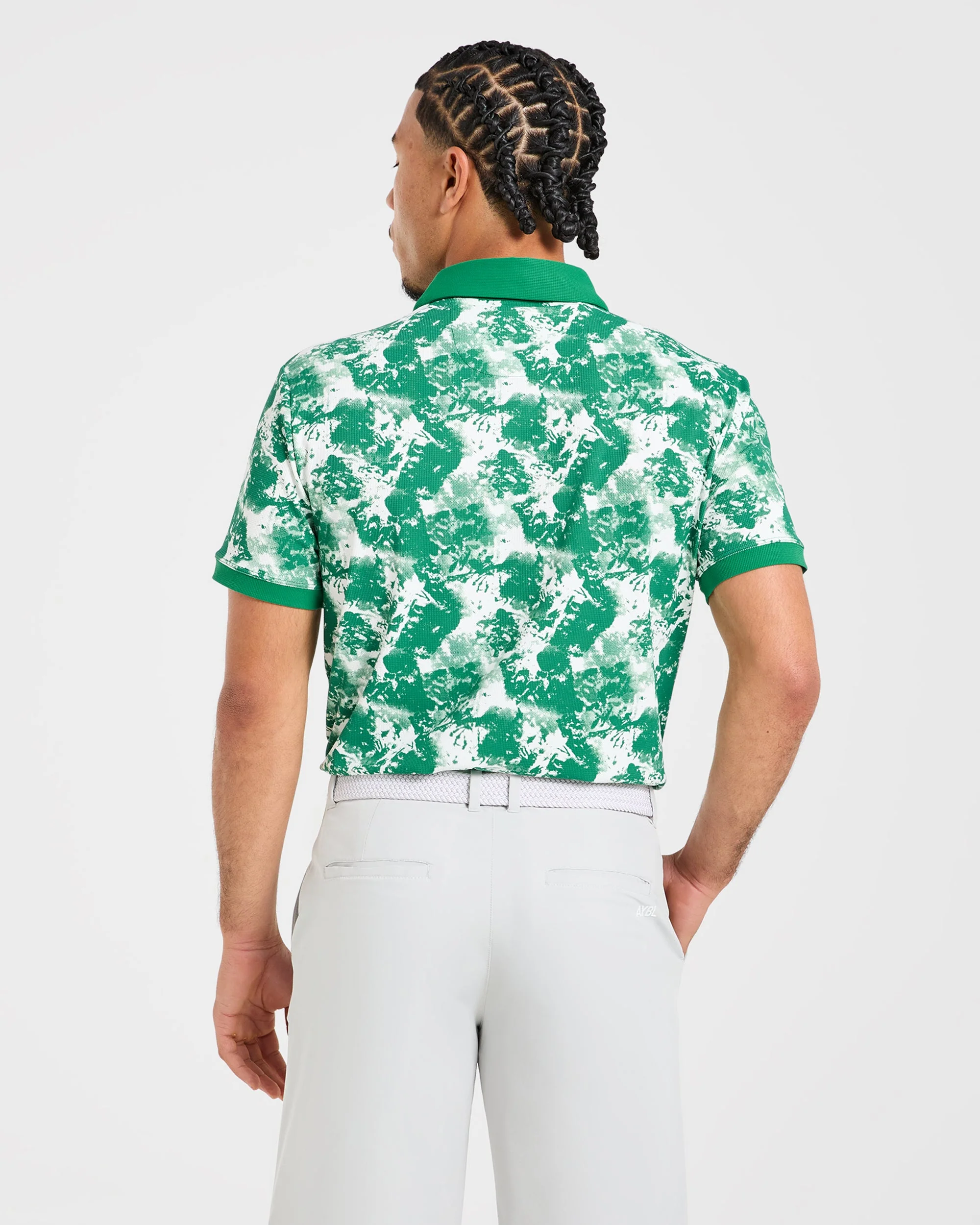 Precision Splatter Polo - Rye Green/Cream - Image 2