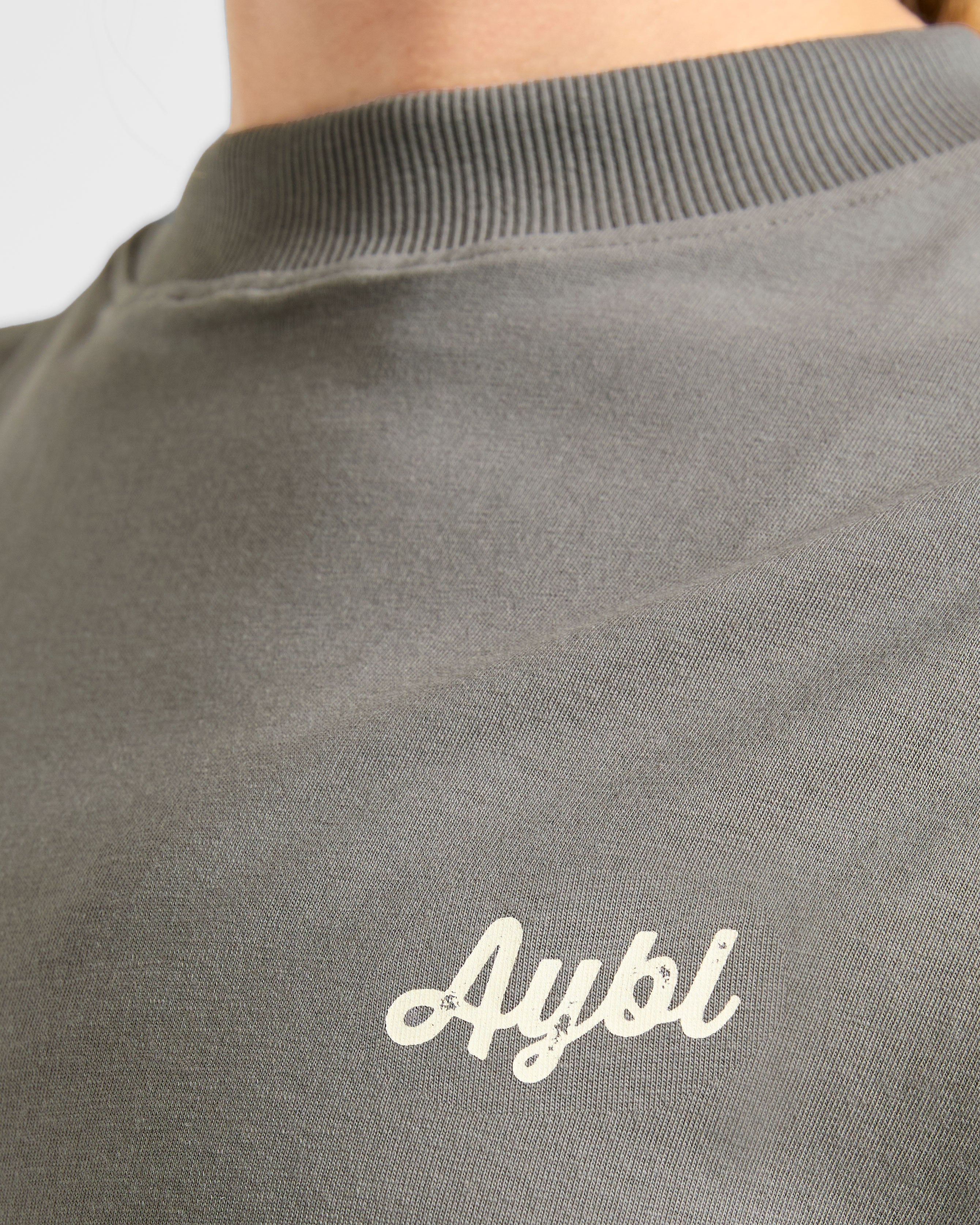 Retro Athletics Club Oversized T Shirt - Charcoal/Butter - Image 5