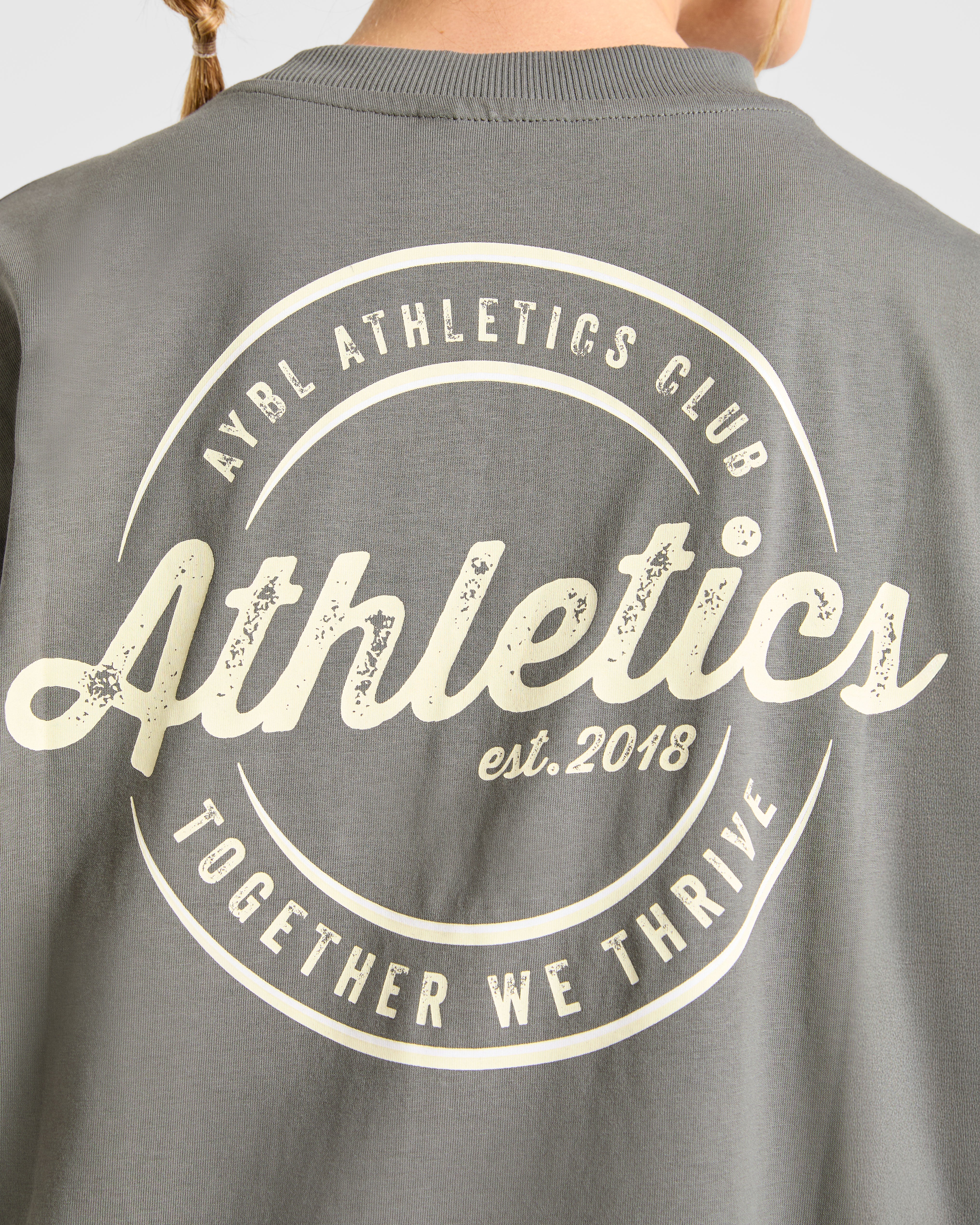 Retro Athletics Club Oversized T Shirt - Charcoal/Butter - Image 6