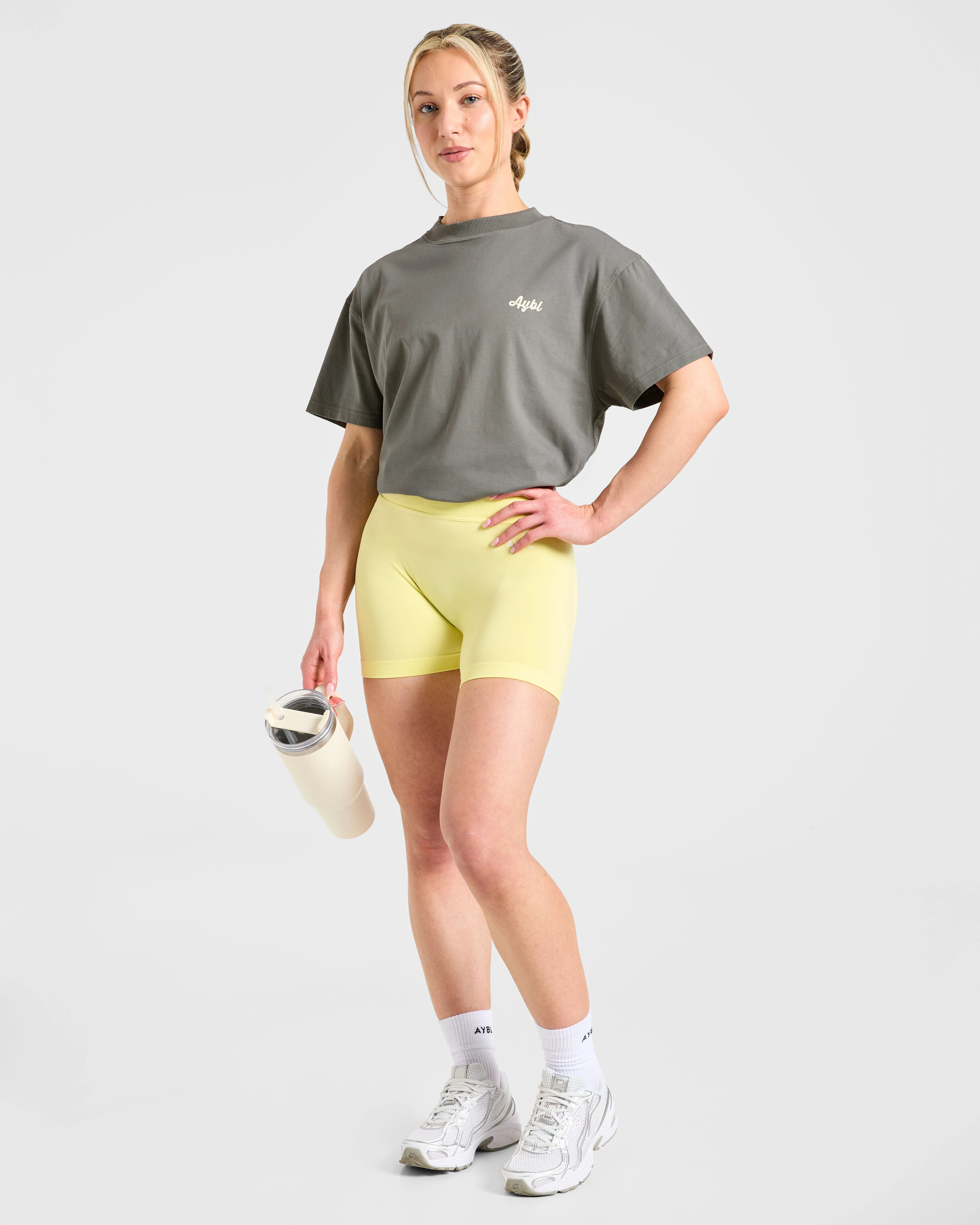 Retro Athletics Club Oversized T Shirt - Charcoal/Butter - Image 8
