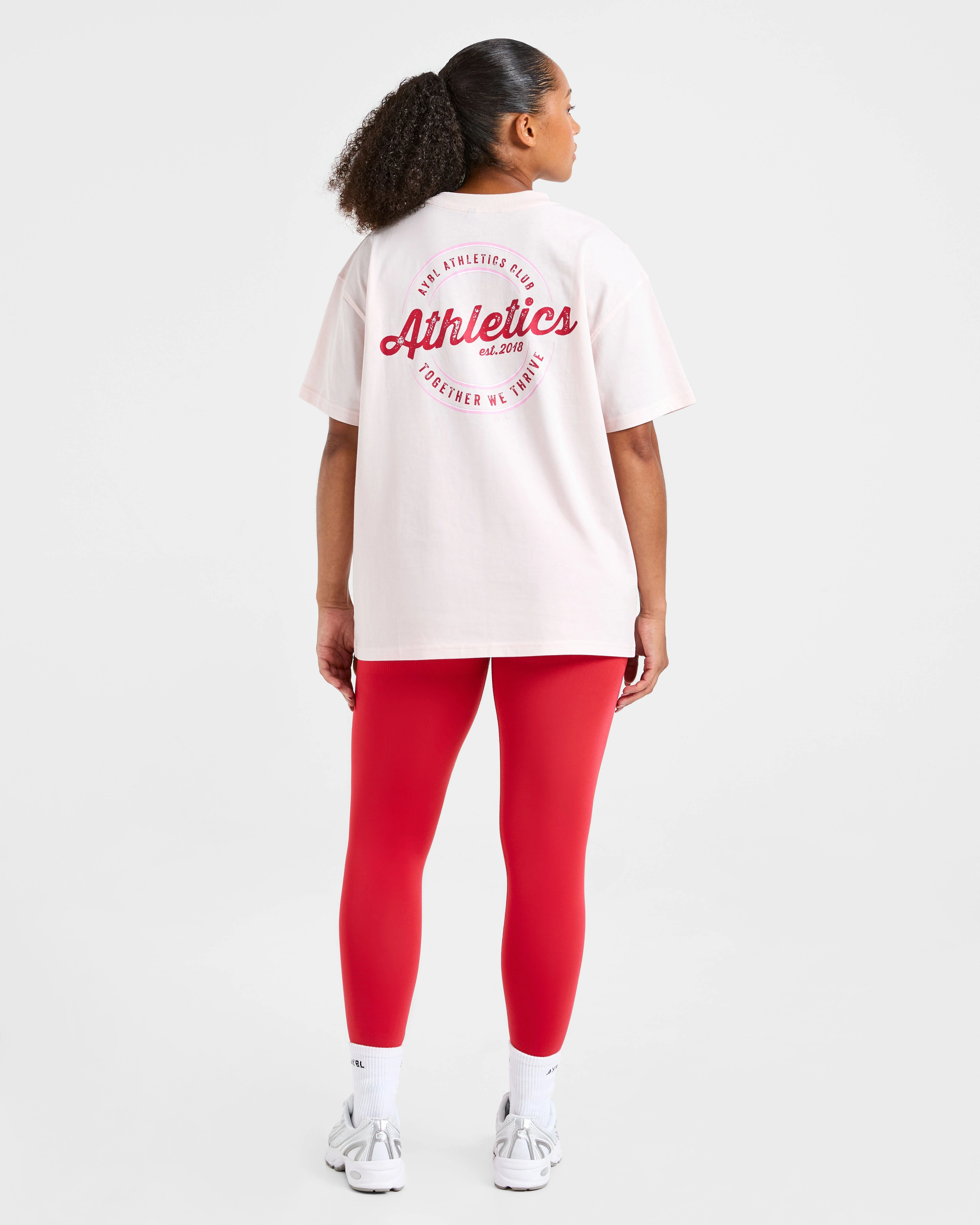 Retro Athletics Club Oversized T Shirt - Pink - Image 4