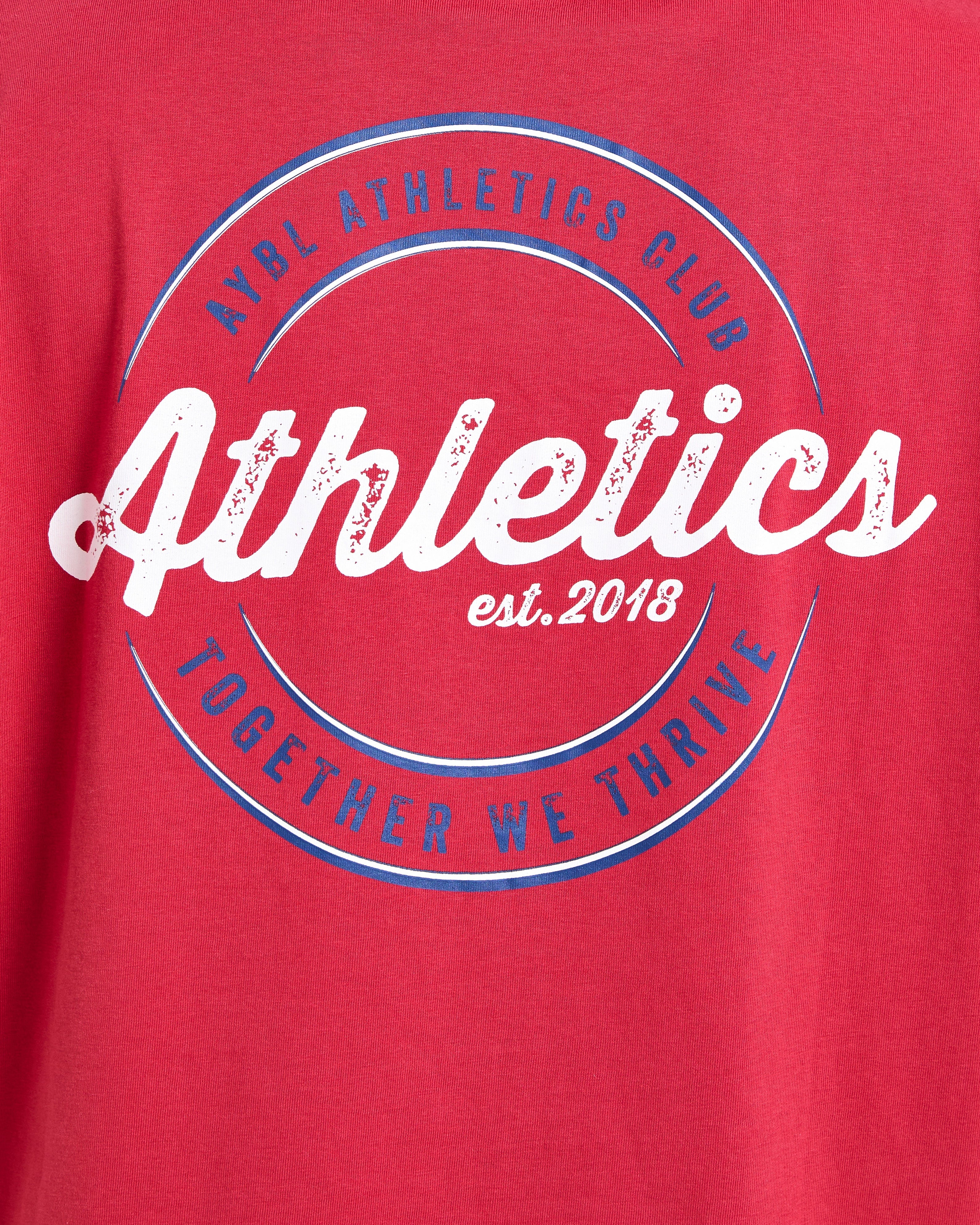 Retro Athletics Club Oversized T Shirt - Red/Blue - Image 6