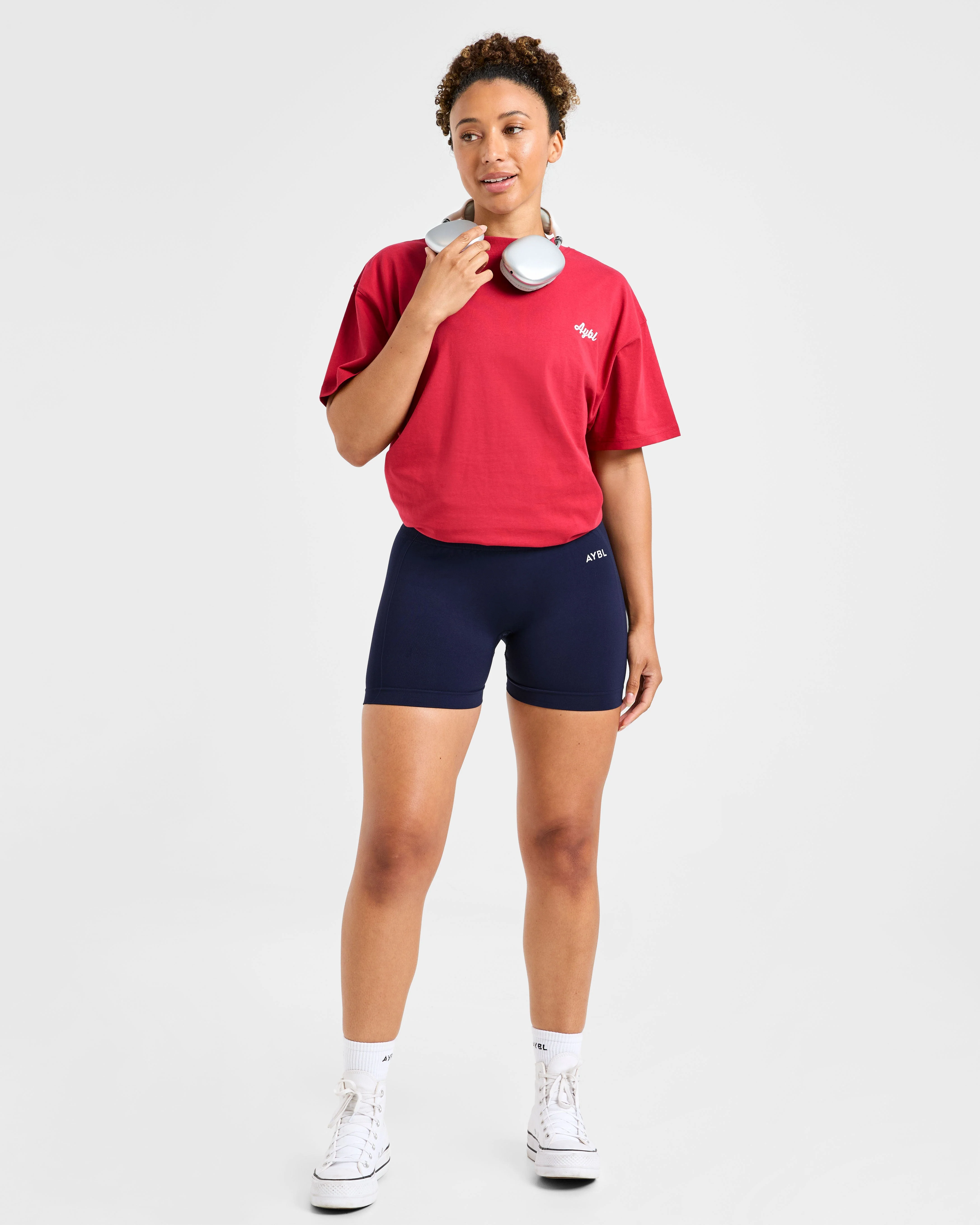 Retro Athletics Club Oversized T Shirt - Red/Blue - Image 7