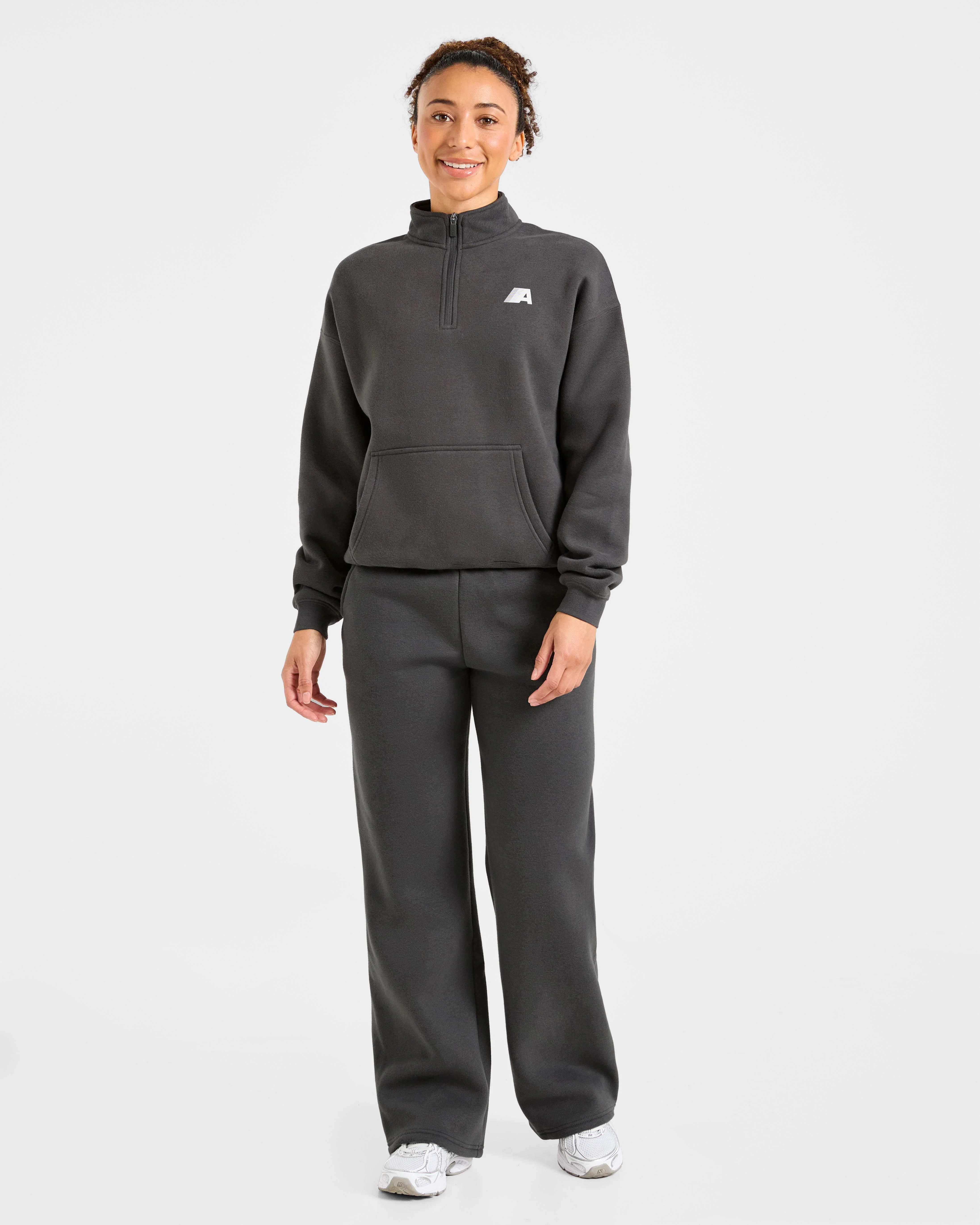Retro Athletics Oversized 1/4 Zip Pullover - Charcoal - Image 3