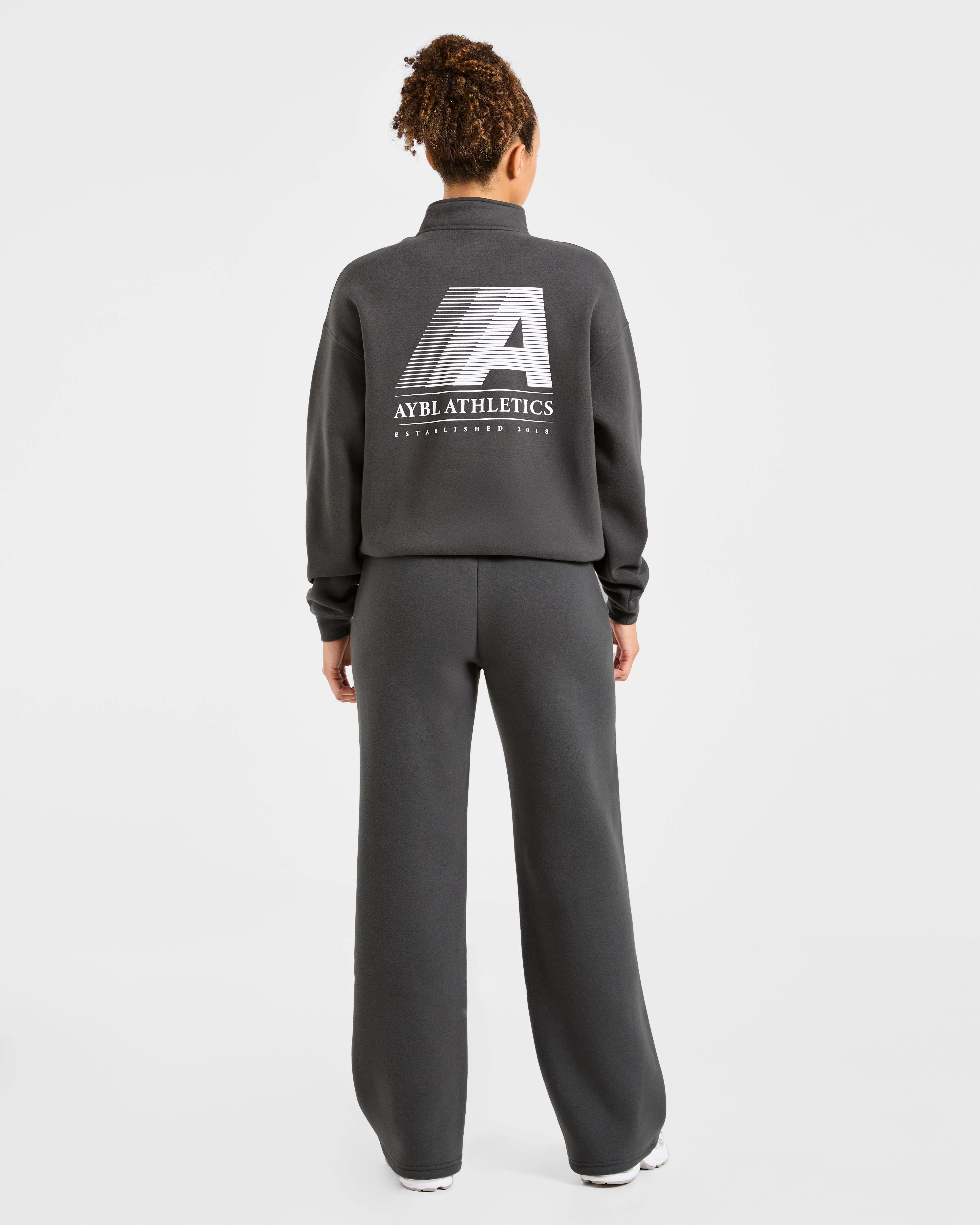 Retro Athletics Oversized 1/4 Zip Pullover - Charcoal - Image 4