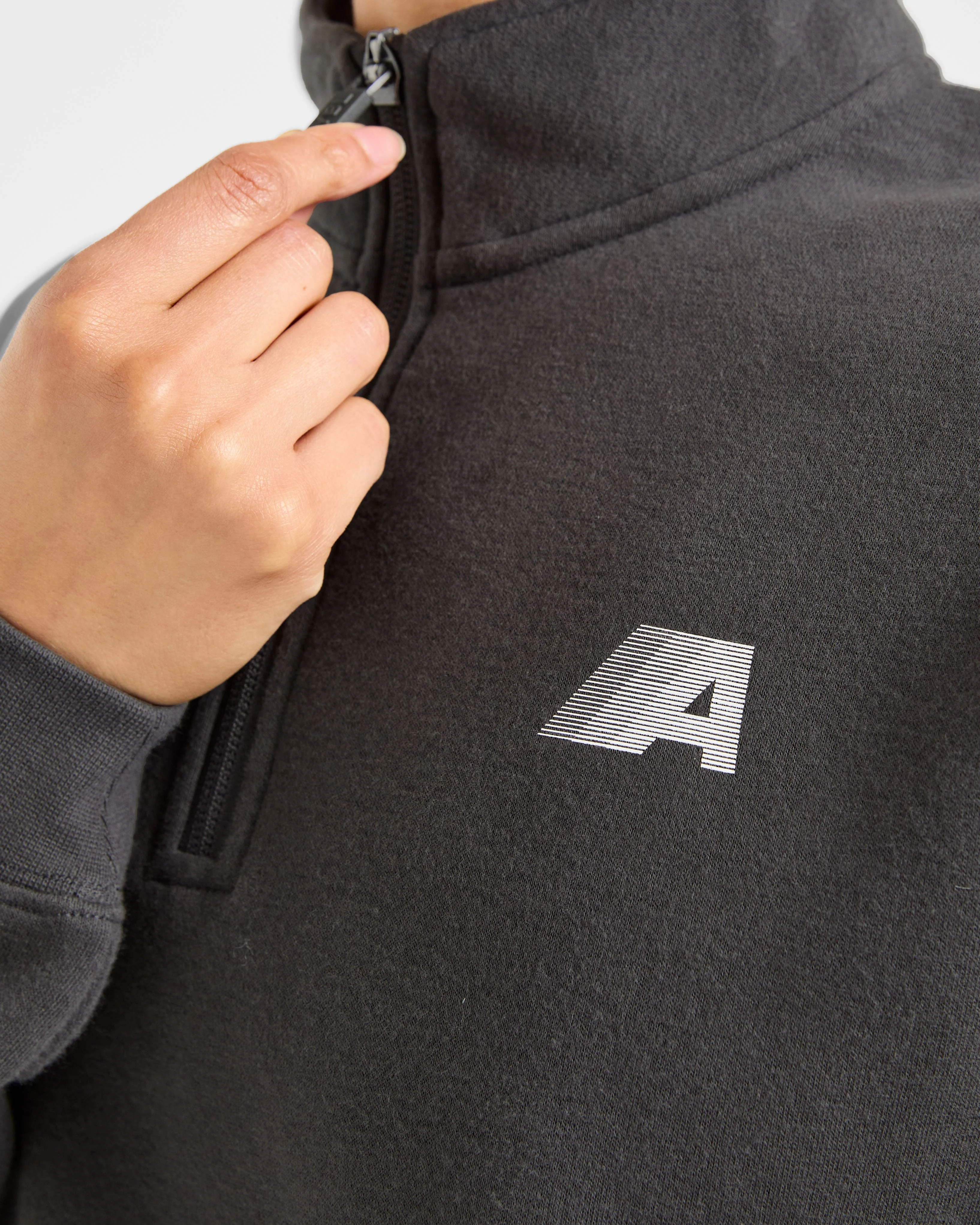 Retro Athletics Oversized 1/4 Zip Pullover - Charcoal - Image 5