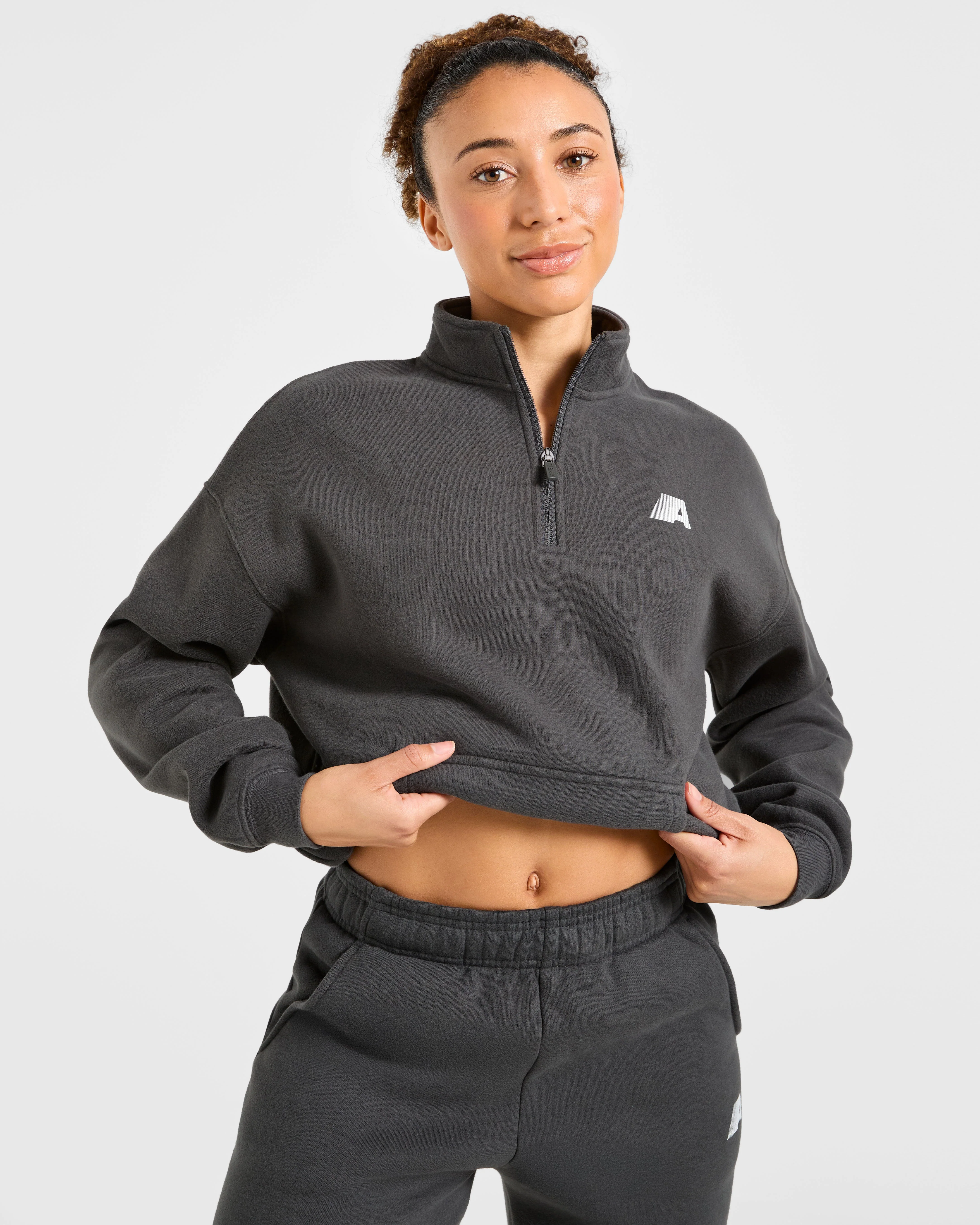Retro Athletics Oversized 1/4 Zip Pullover - Charcoal - Image 7