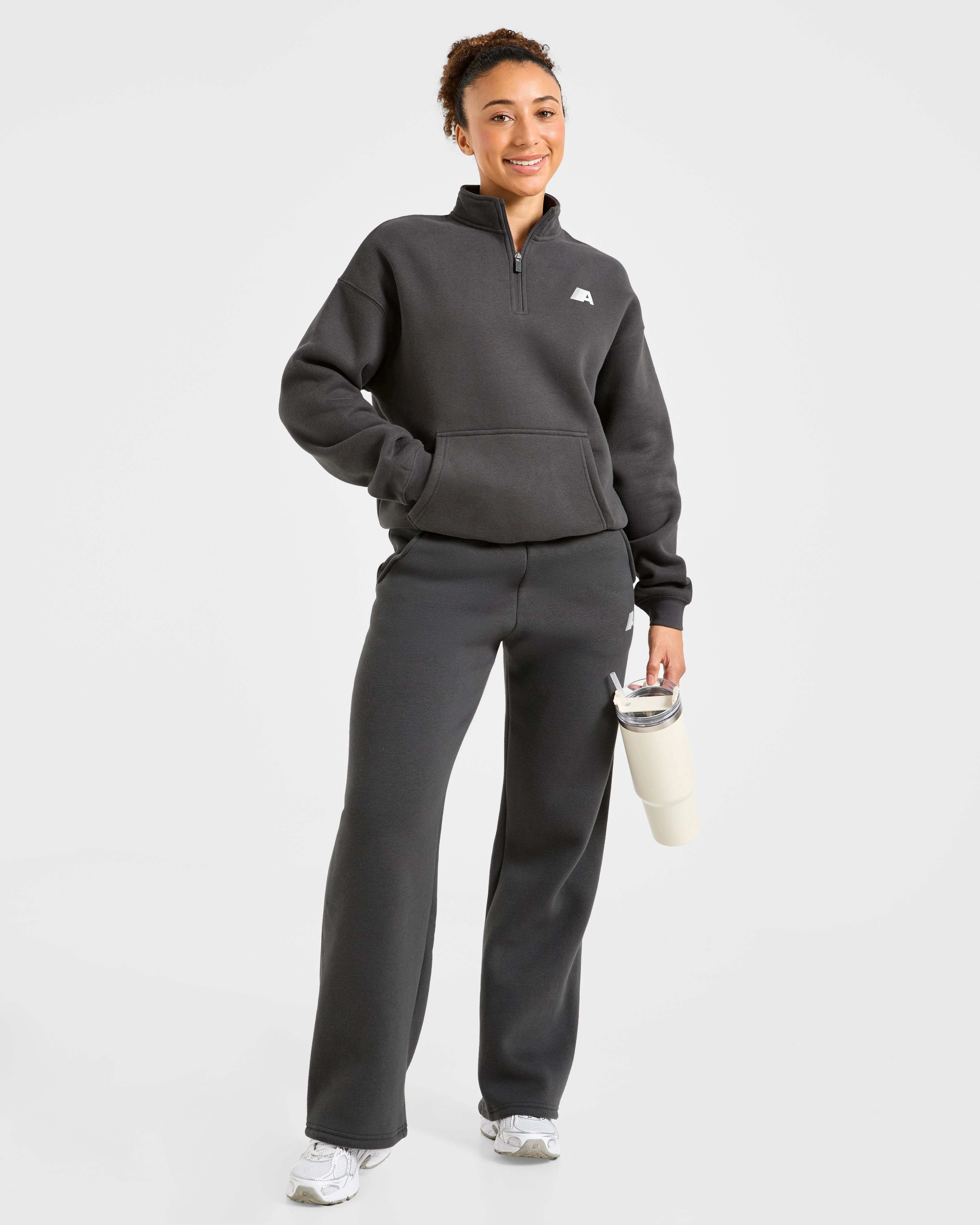 Retro Athletics Oversized 1/4 Zip Pullover - Charcoal - Image 8