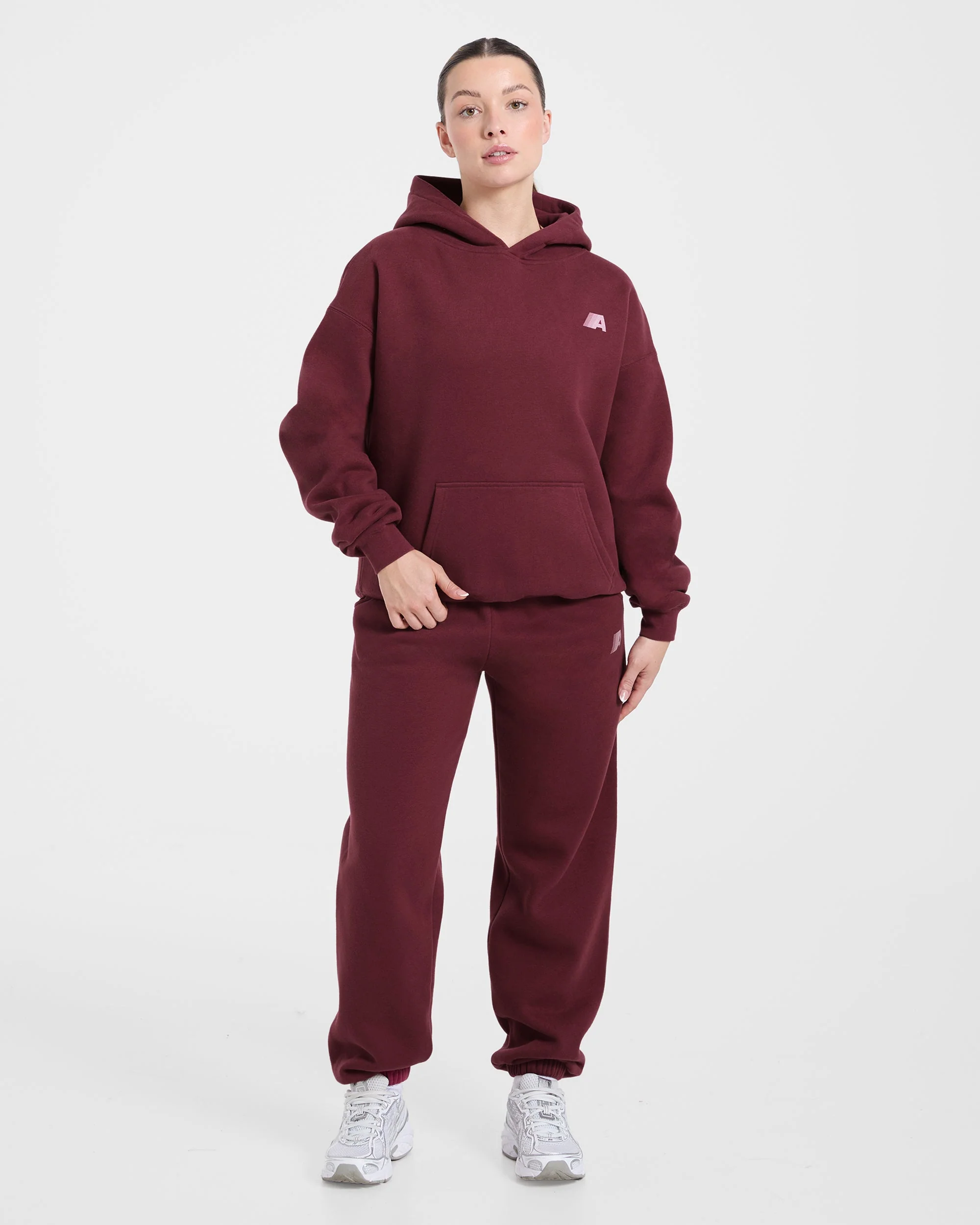 Retro Athletics Oversized Joggers - Deep Raspberry/Pink - Image 3