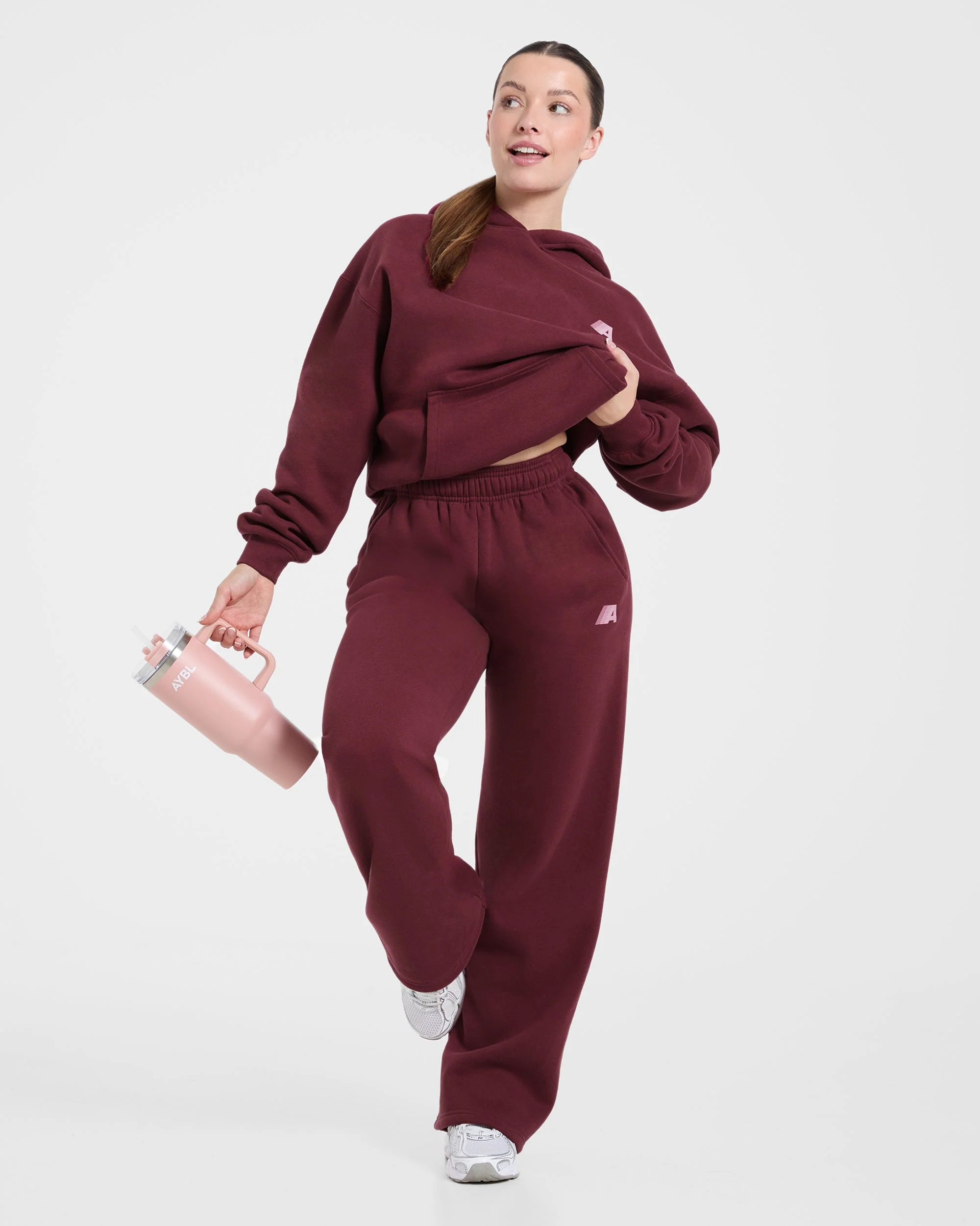 Retro Athletics Oversized Straight Leg Joggers - Deep Raspberry/Pink - Image 7