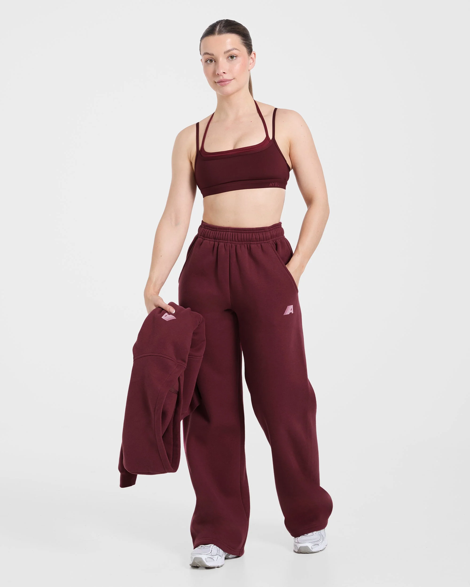 Retro Athletics Oversized Straight Leg Joggers - Deep Raspberry/Pink - Image 8