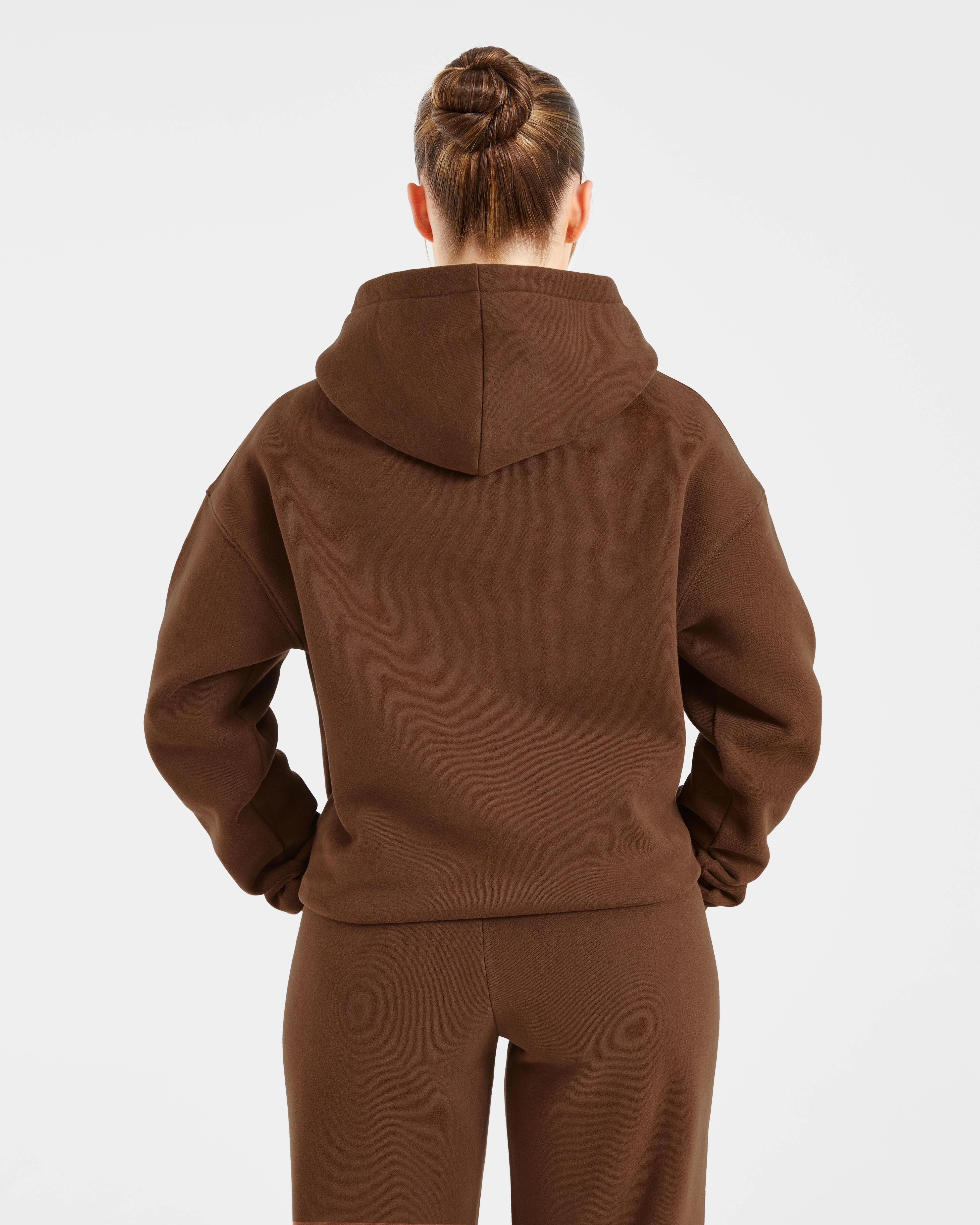 Retro Embroidered Oversized Hoodie - Brown - Image 2