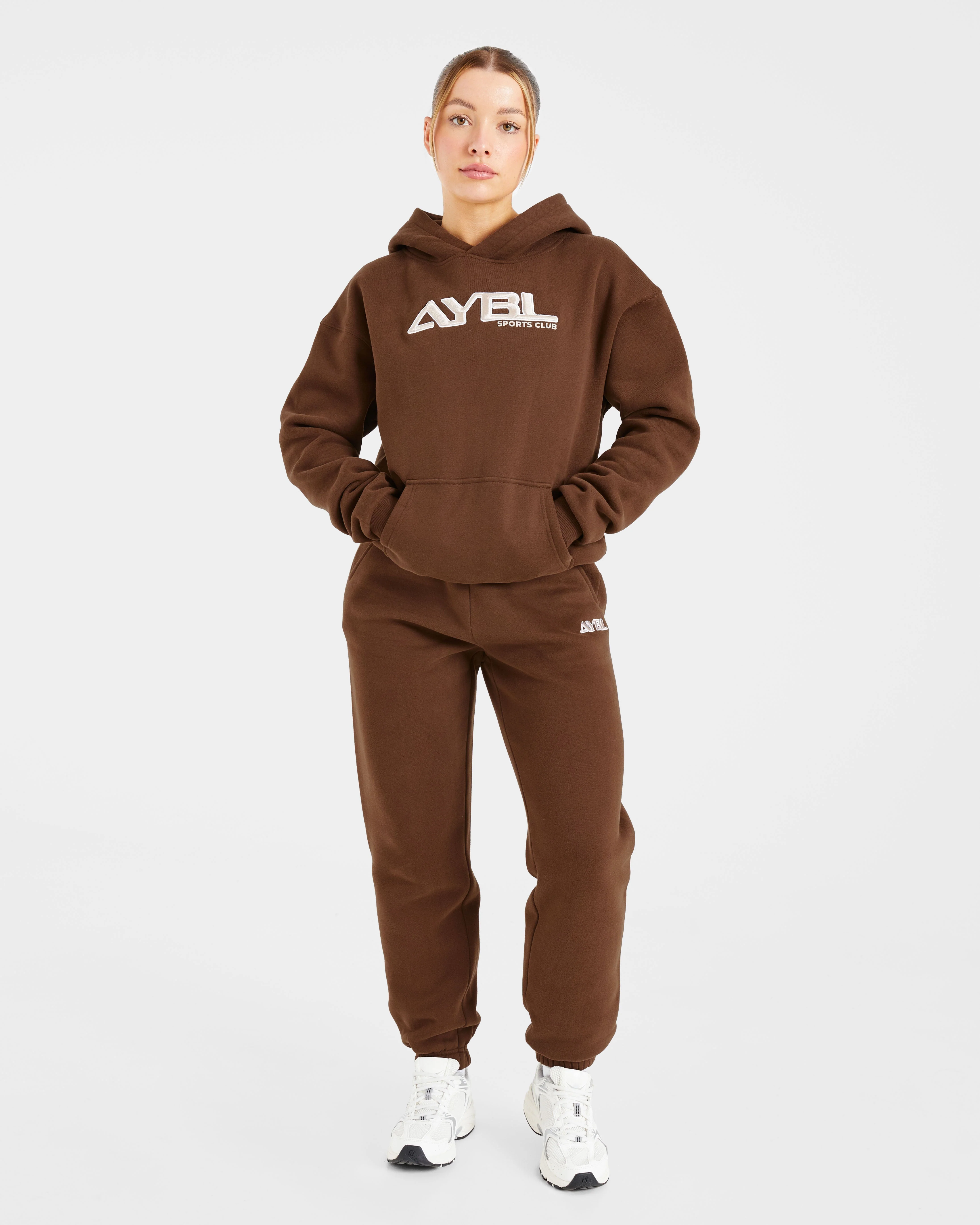 Retro Embroidered Oversized Hoodie - Brown - Image 3