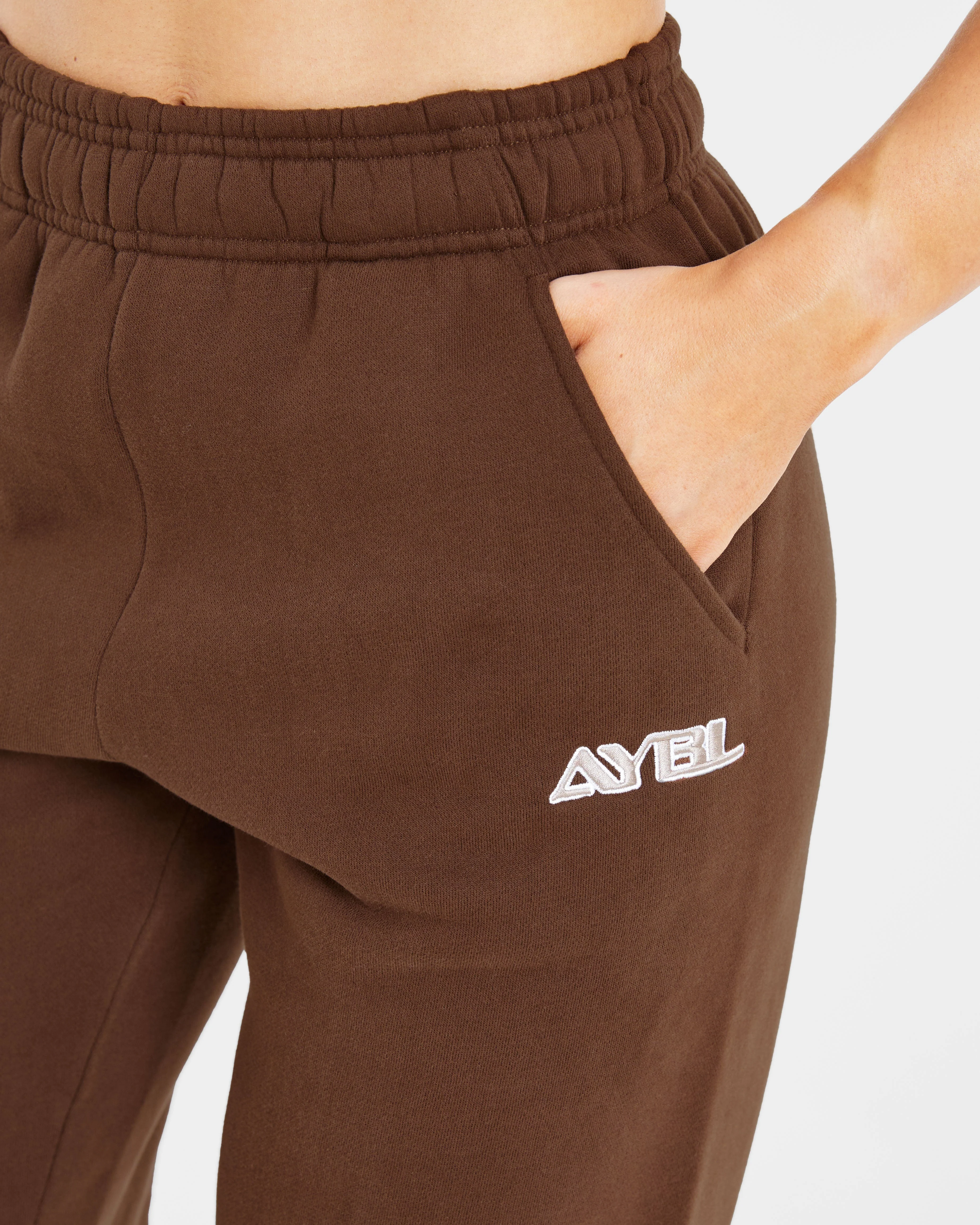 Retro Embroidered Oversized Joggers - Brown - Image 5
