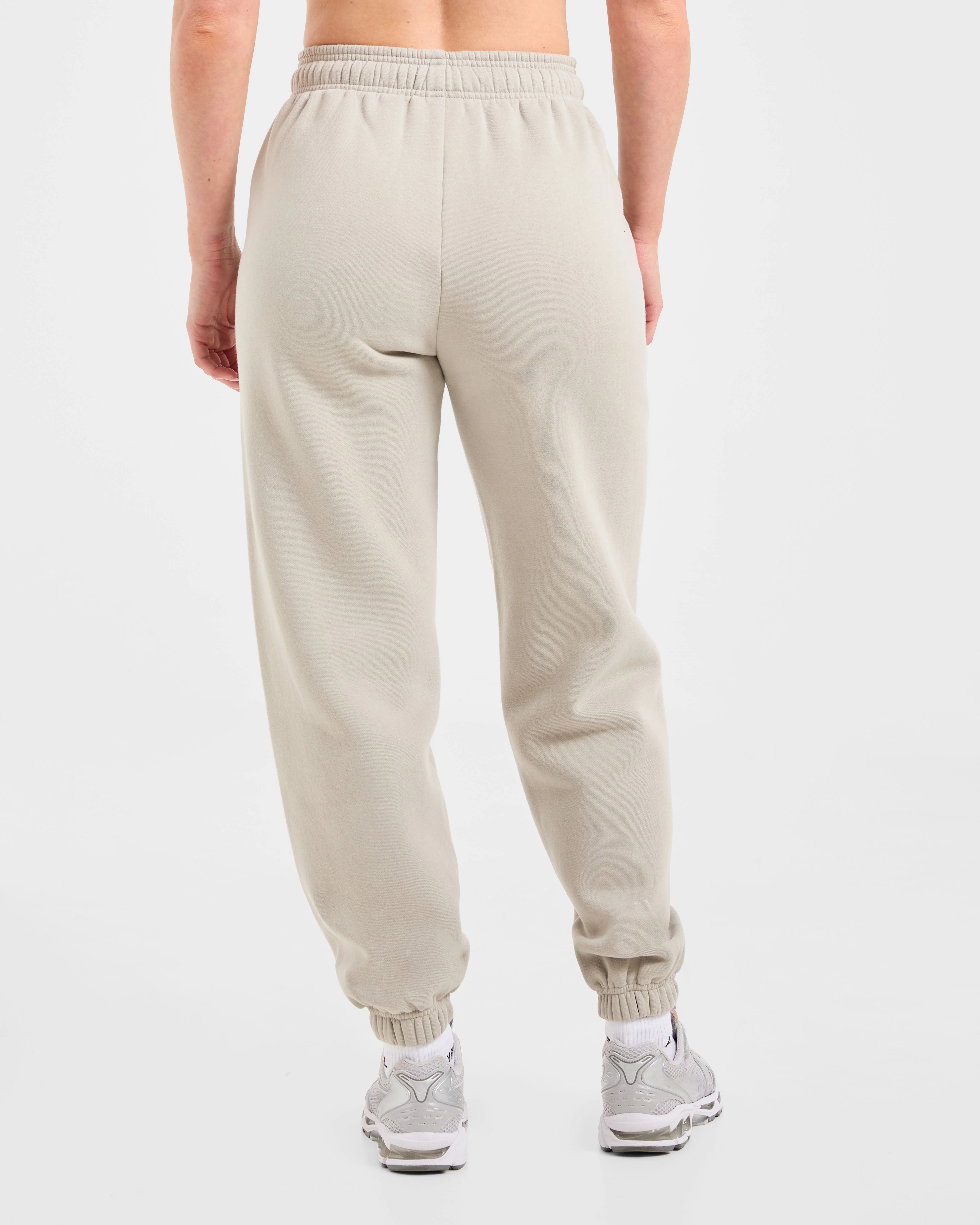Retro Embroidered Oversized Joggers - Taupe Grey - Image 2