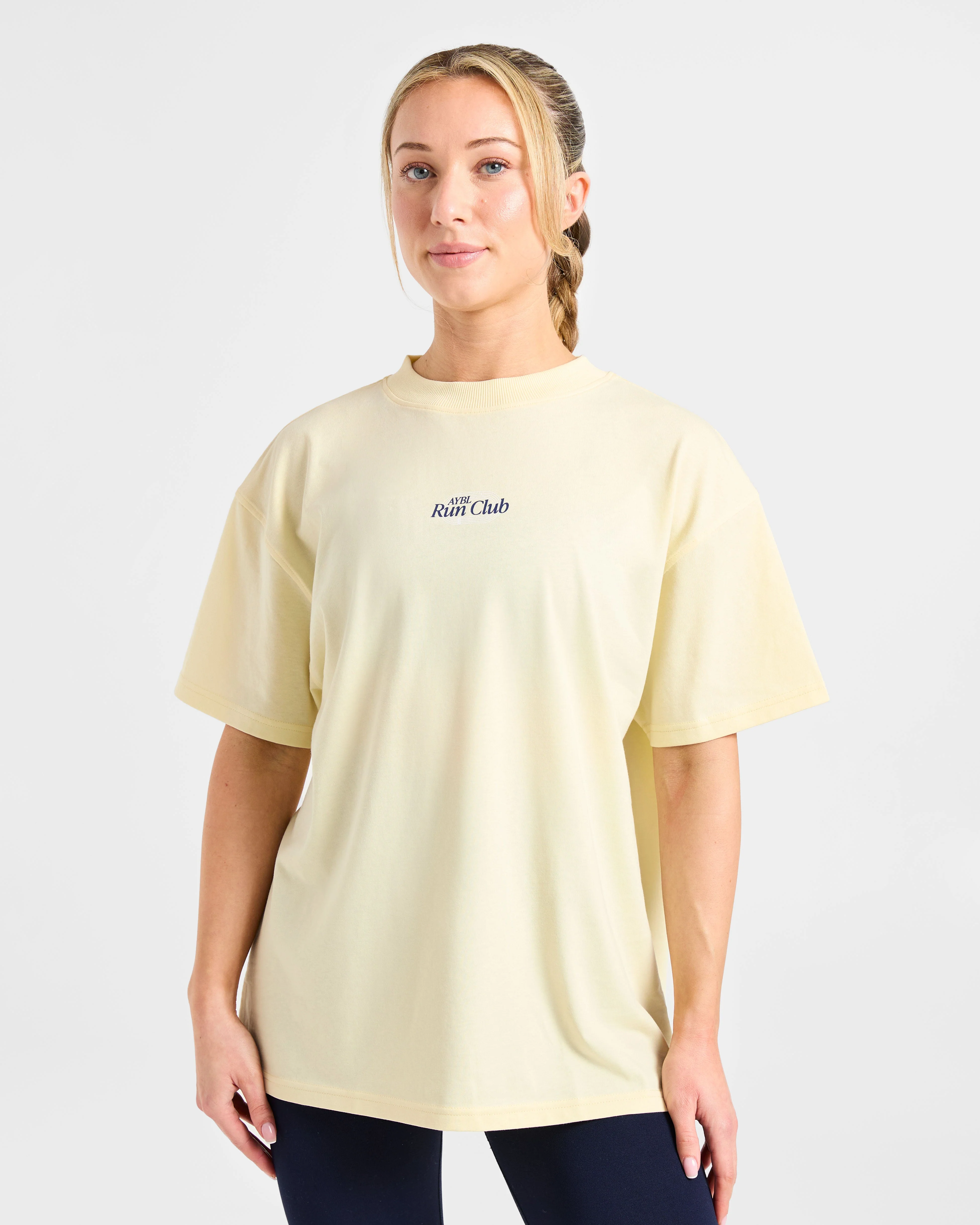 Run Club Oversized T Shirt - Butter Yellow - Image 2