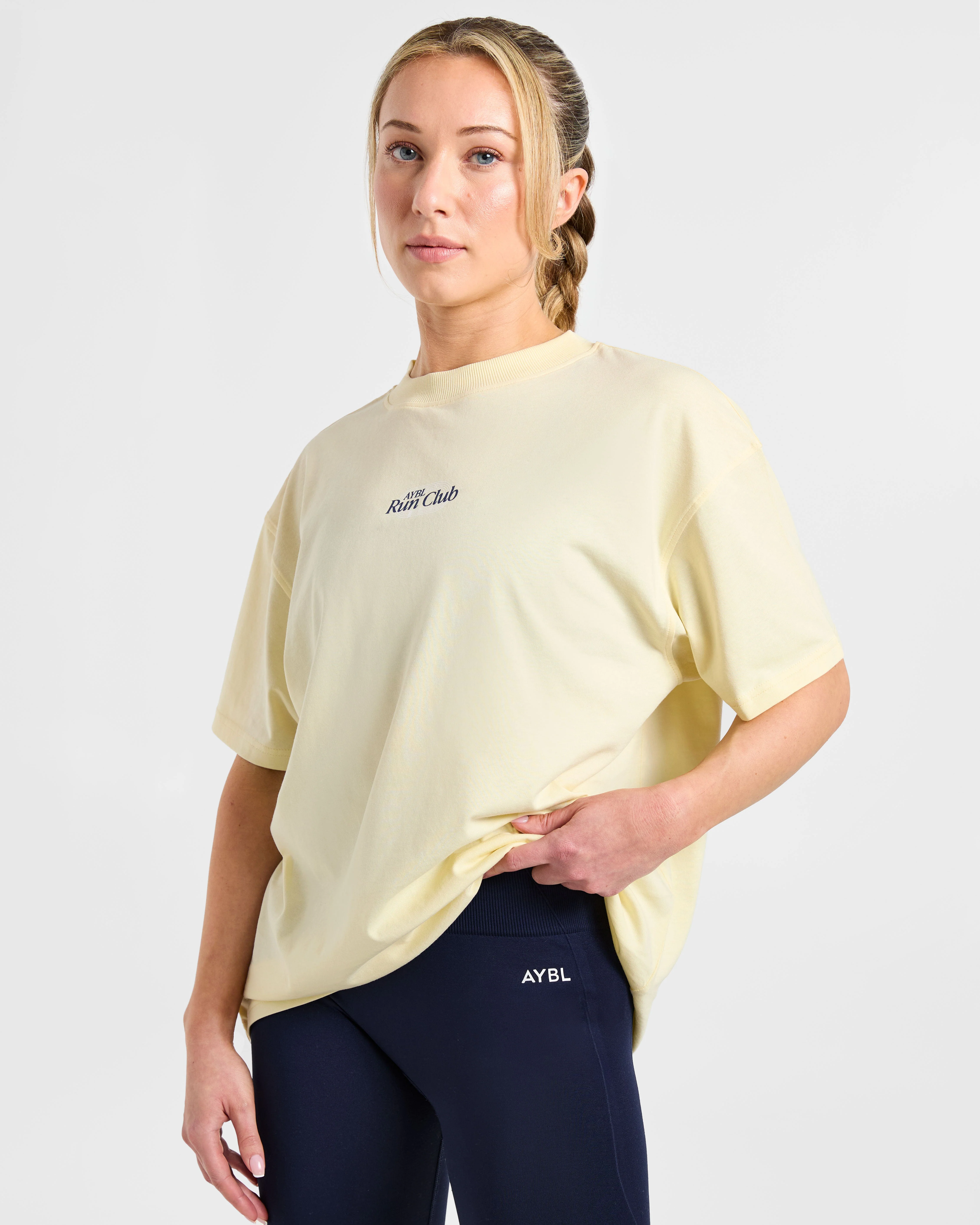Run Club Oversized T Shirt - Butter Yellow - Image 8