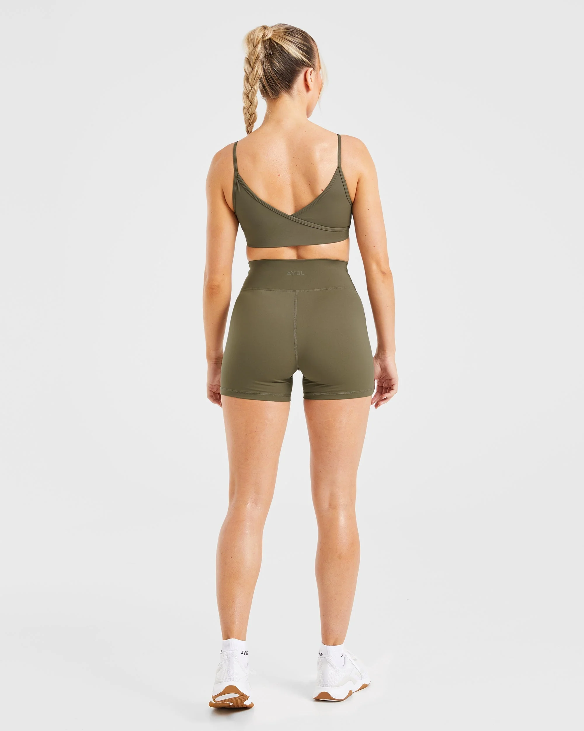 Sculpt Wrap Sports Bra - Deep Khaki - Image 4