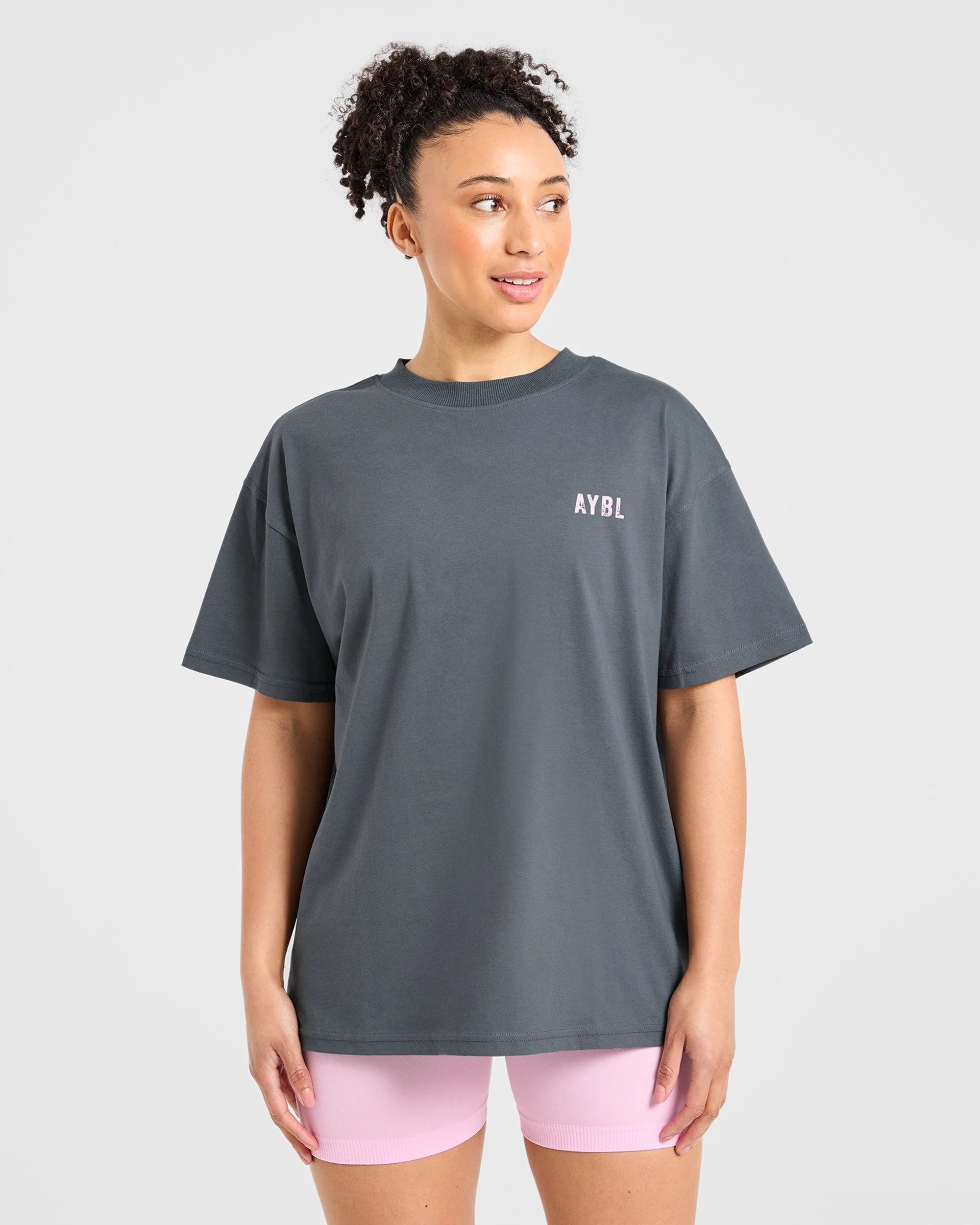 Sculpting Season Oversized T Shirt - Grey/Pink - Image 2