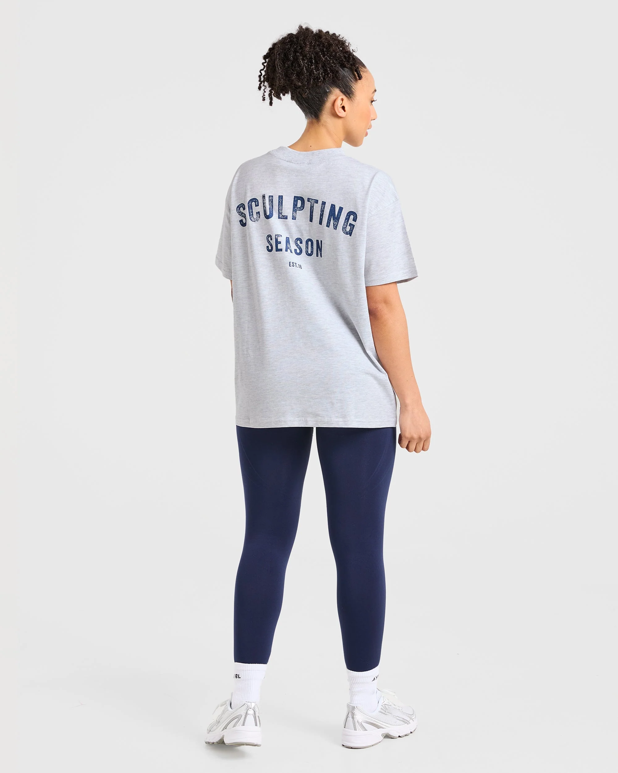 Sculpting Season Oversized T Shirt - Heather Grey/Navy - Image 3