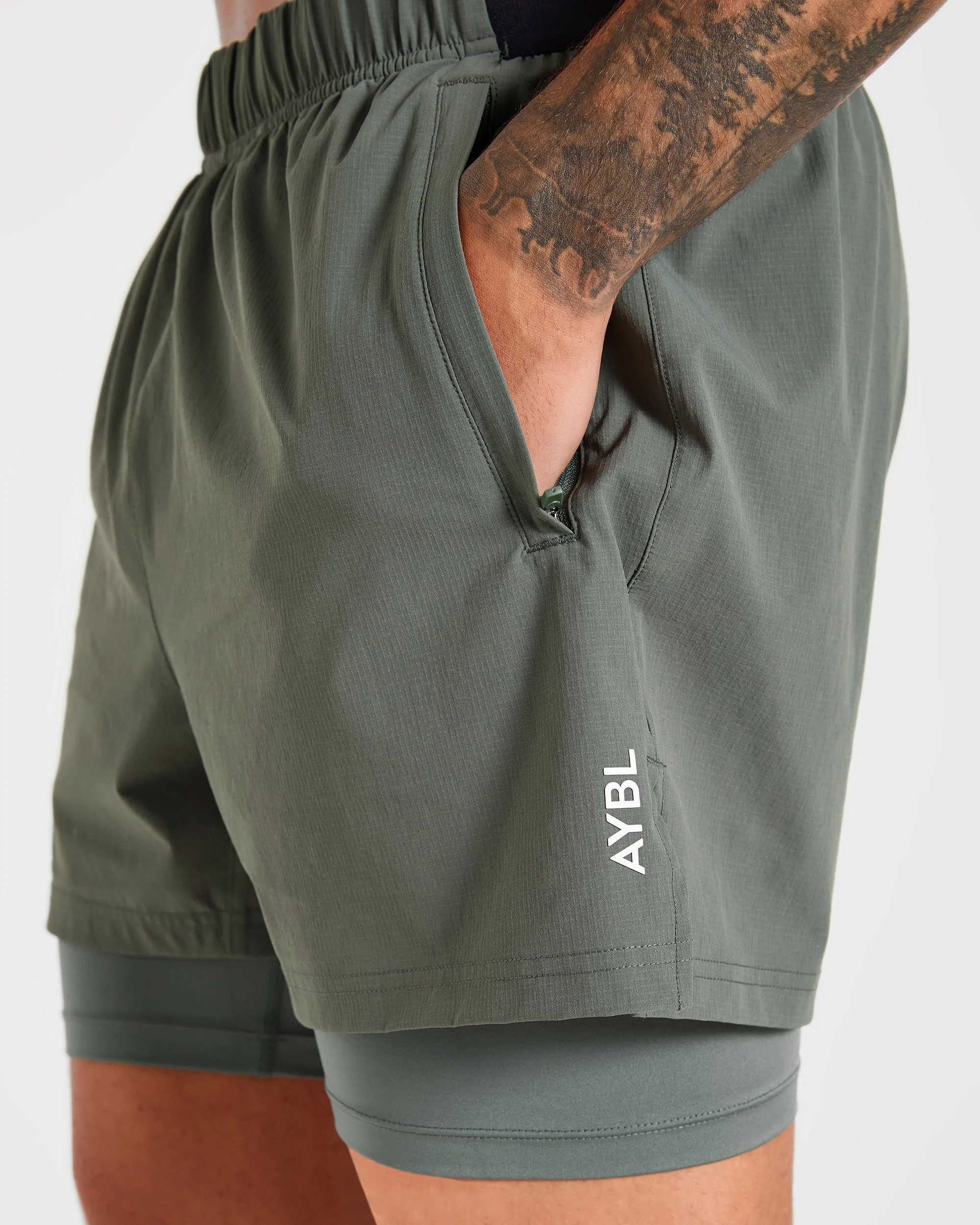 Signature 2 in 1 Shorts - Deep Olive - Image 6