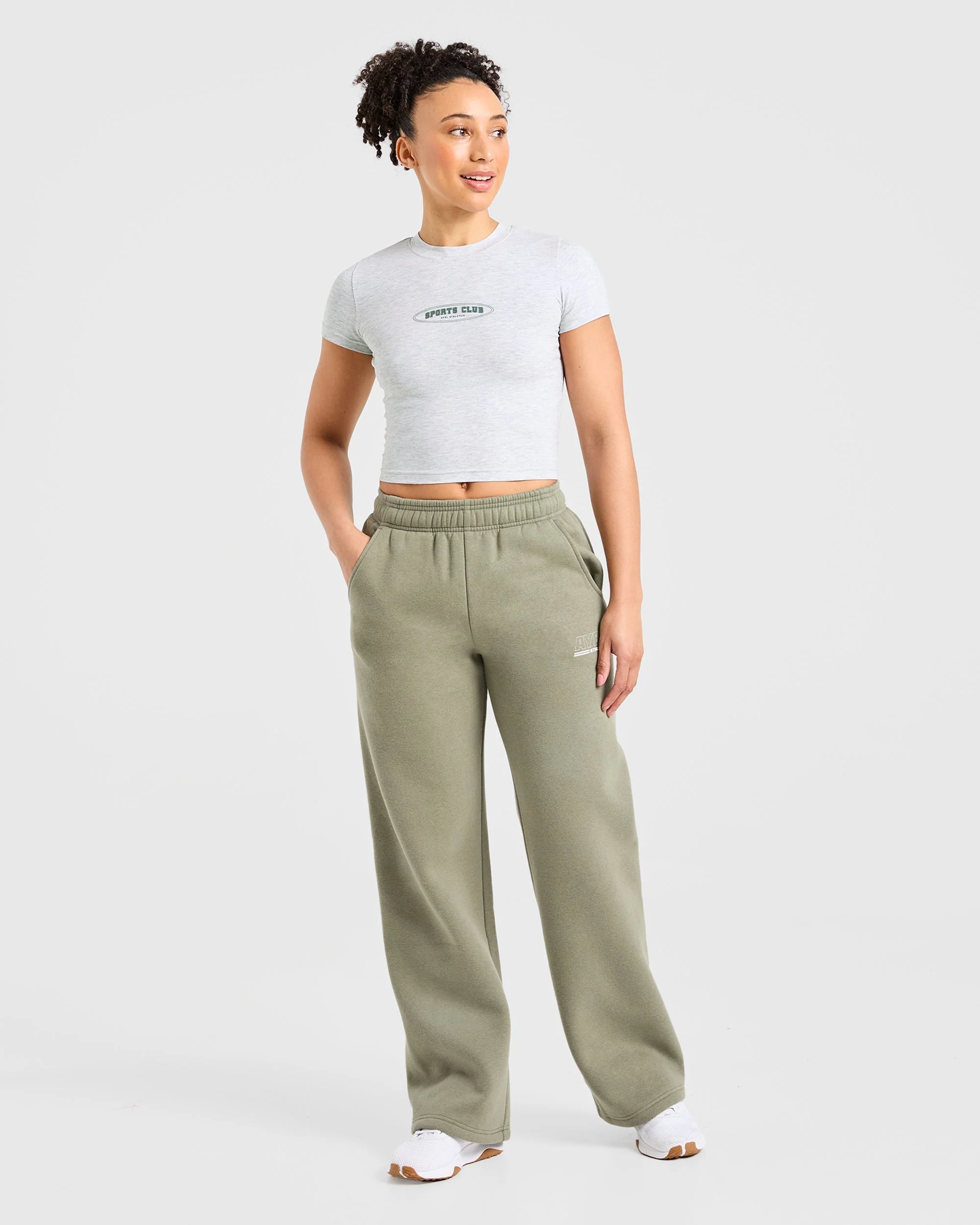 Sports Club Baby Tee - Heather Grey/Green - Image 3
