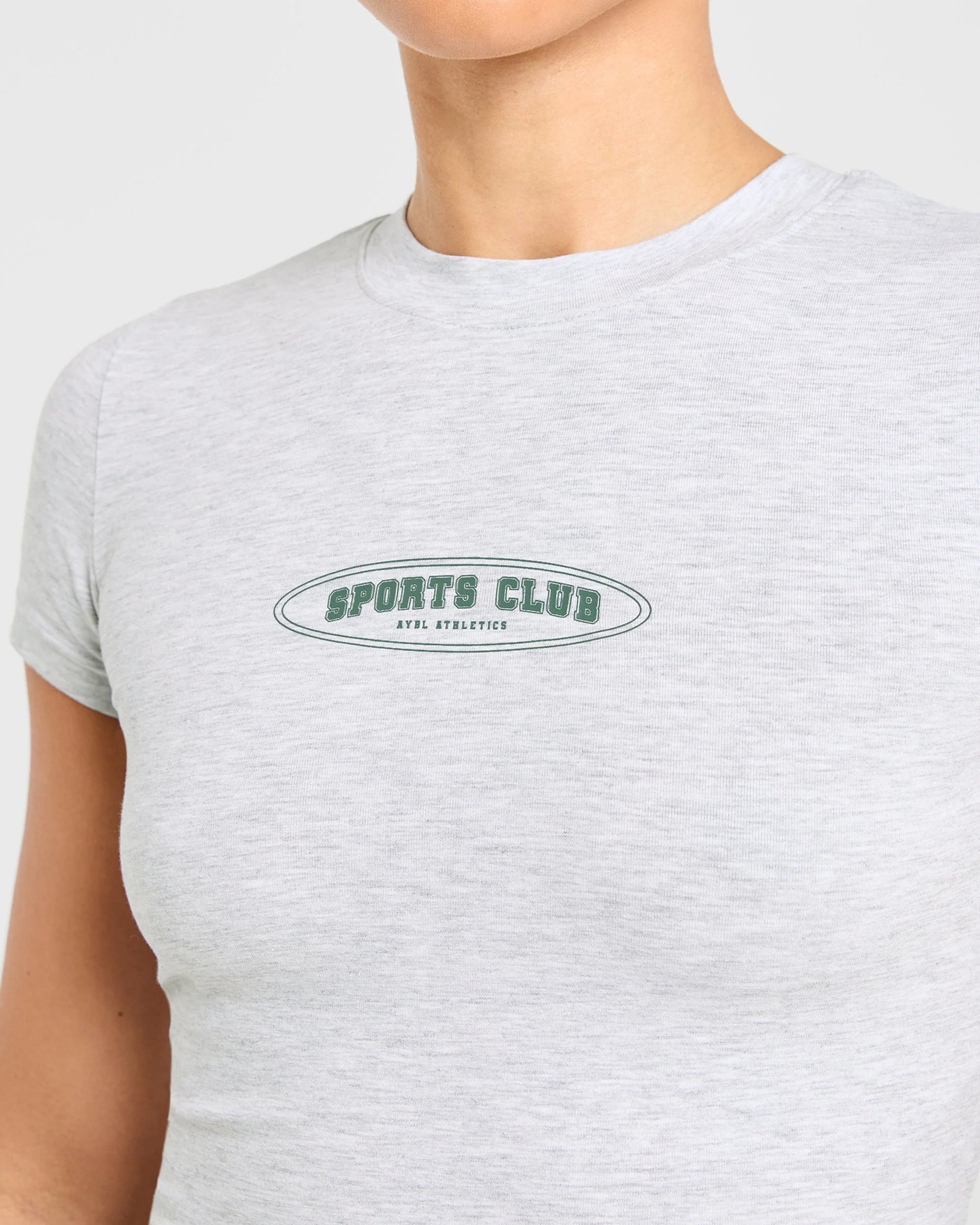 Sports Club Baby Tee - Heather Grey/Green - Image 6