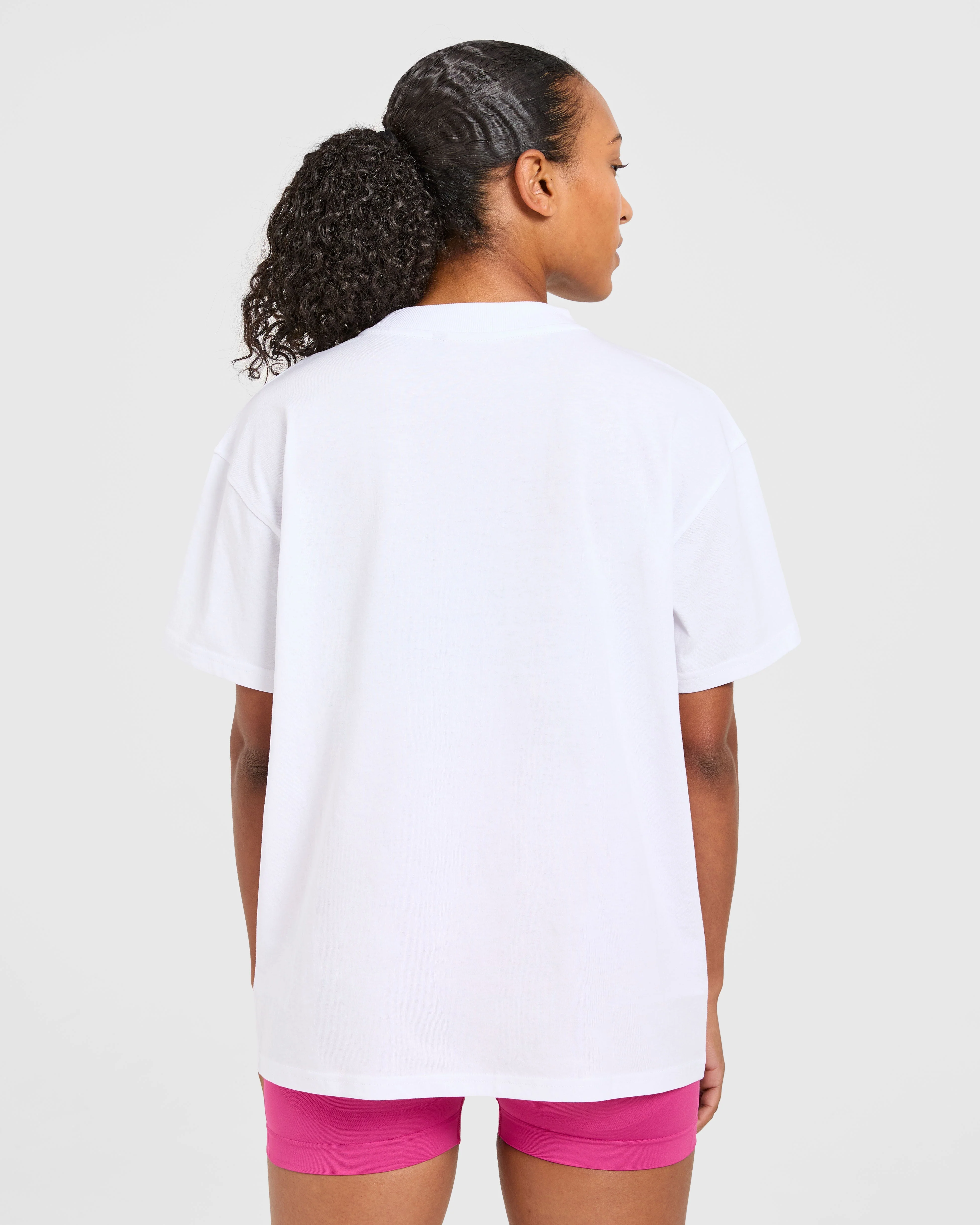 Sports Club Gothic Oversized T Shirt - White/Pink - Image 2