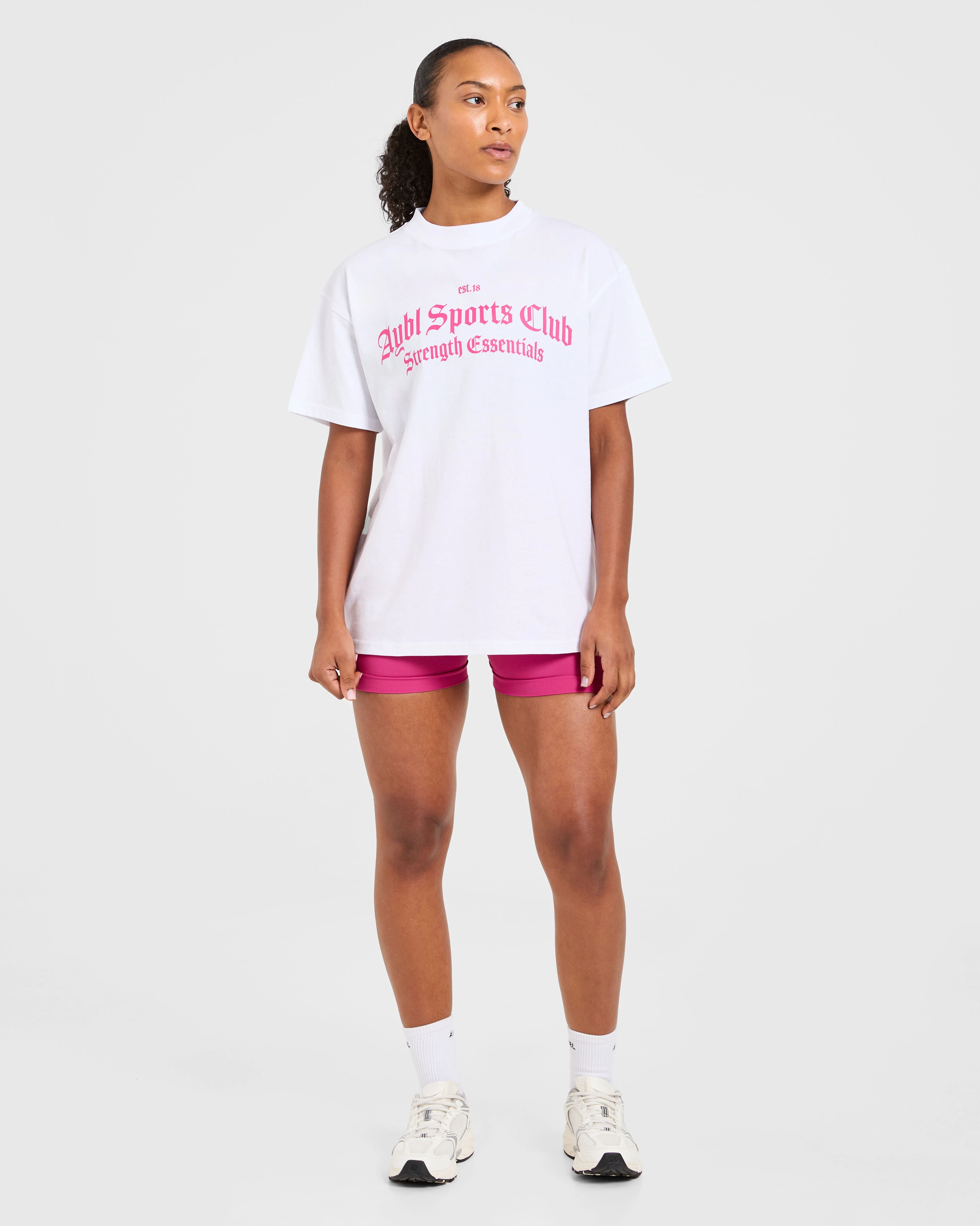 Sports Club Gothic Oversized T Shirt - White/Pink - Image 3