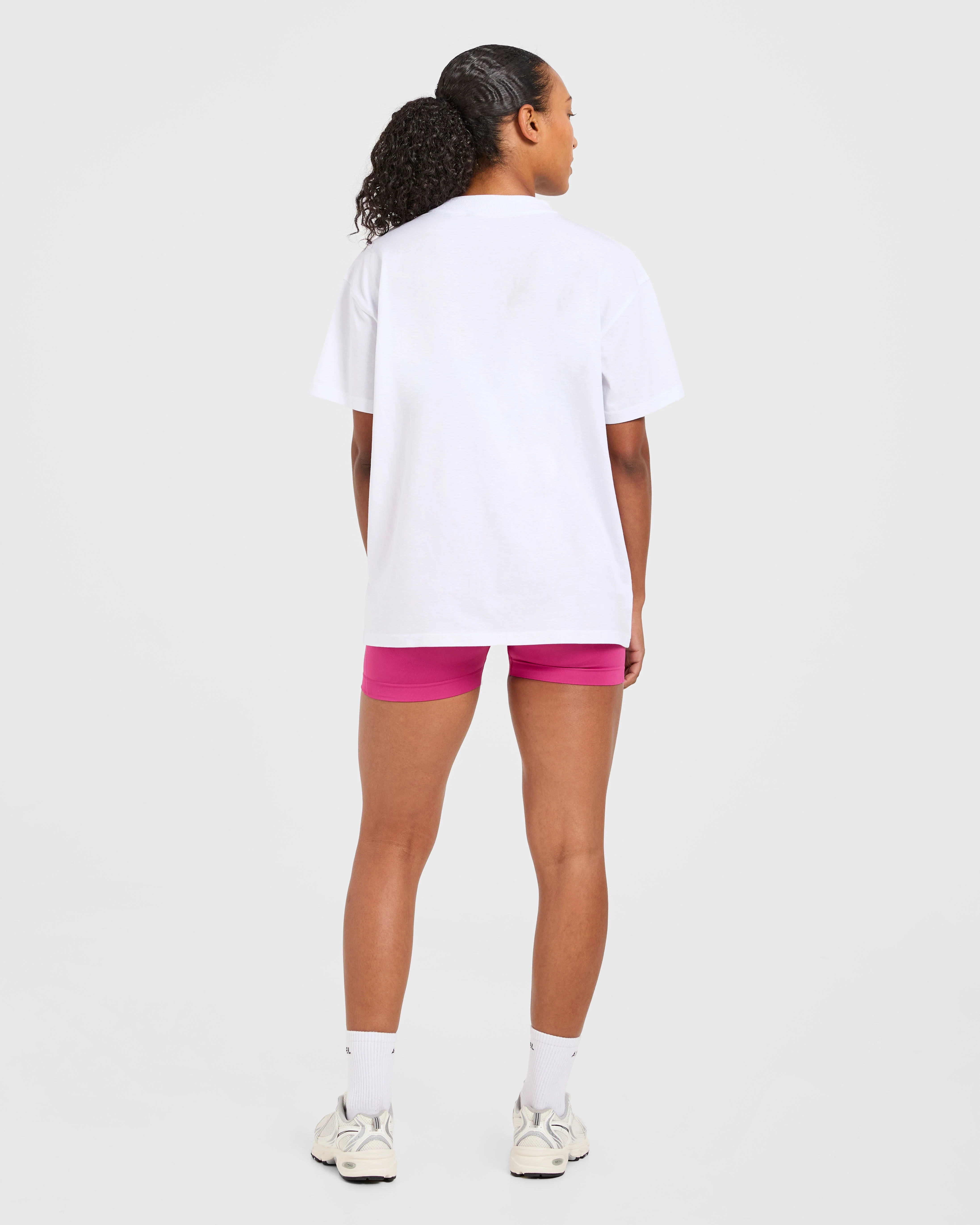 Sports Club Gothic Oversized T Shirt - White/Pink - Image 4