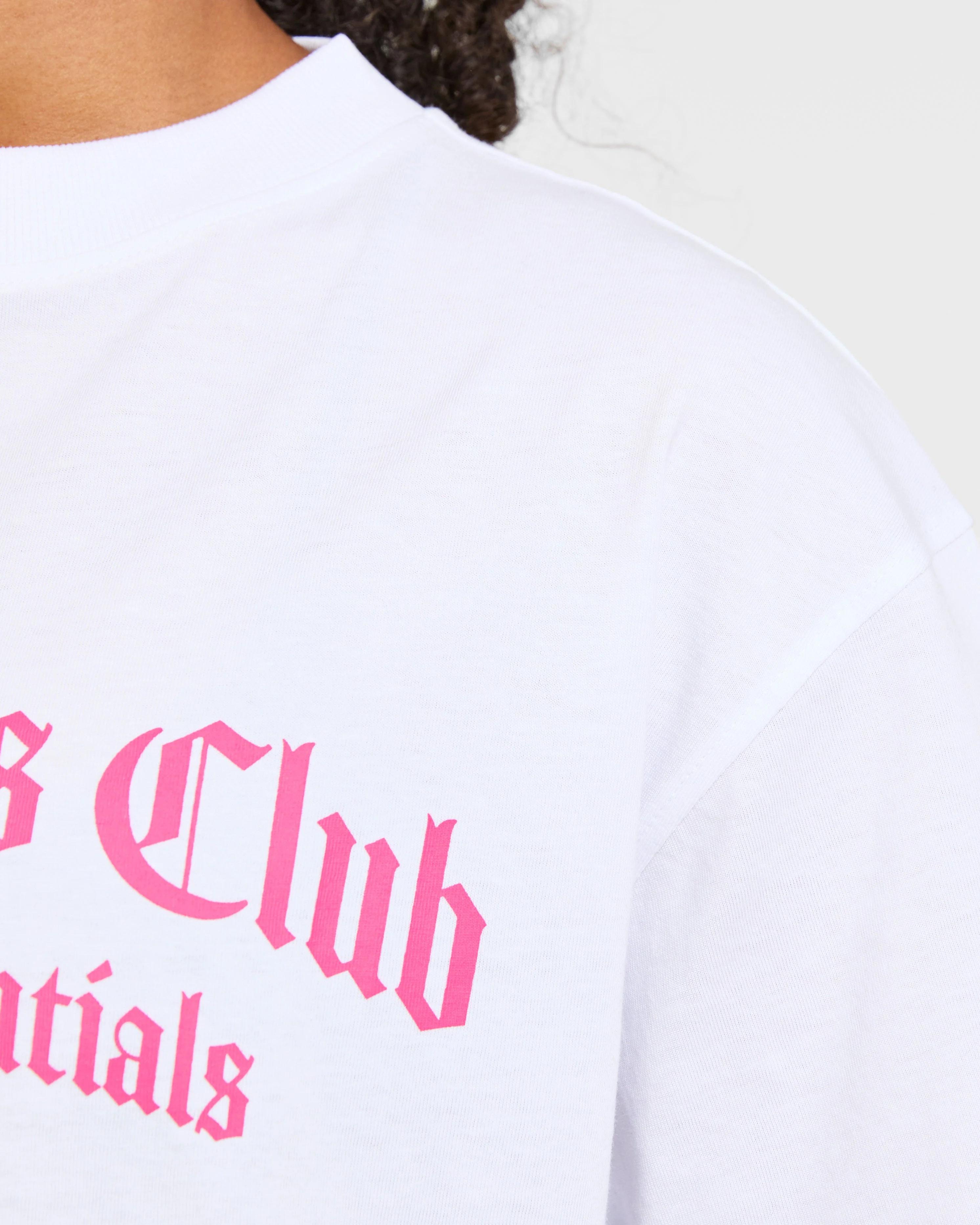 Sports Club Gothic Oversized T Shirt - White/Pink - Image 6