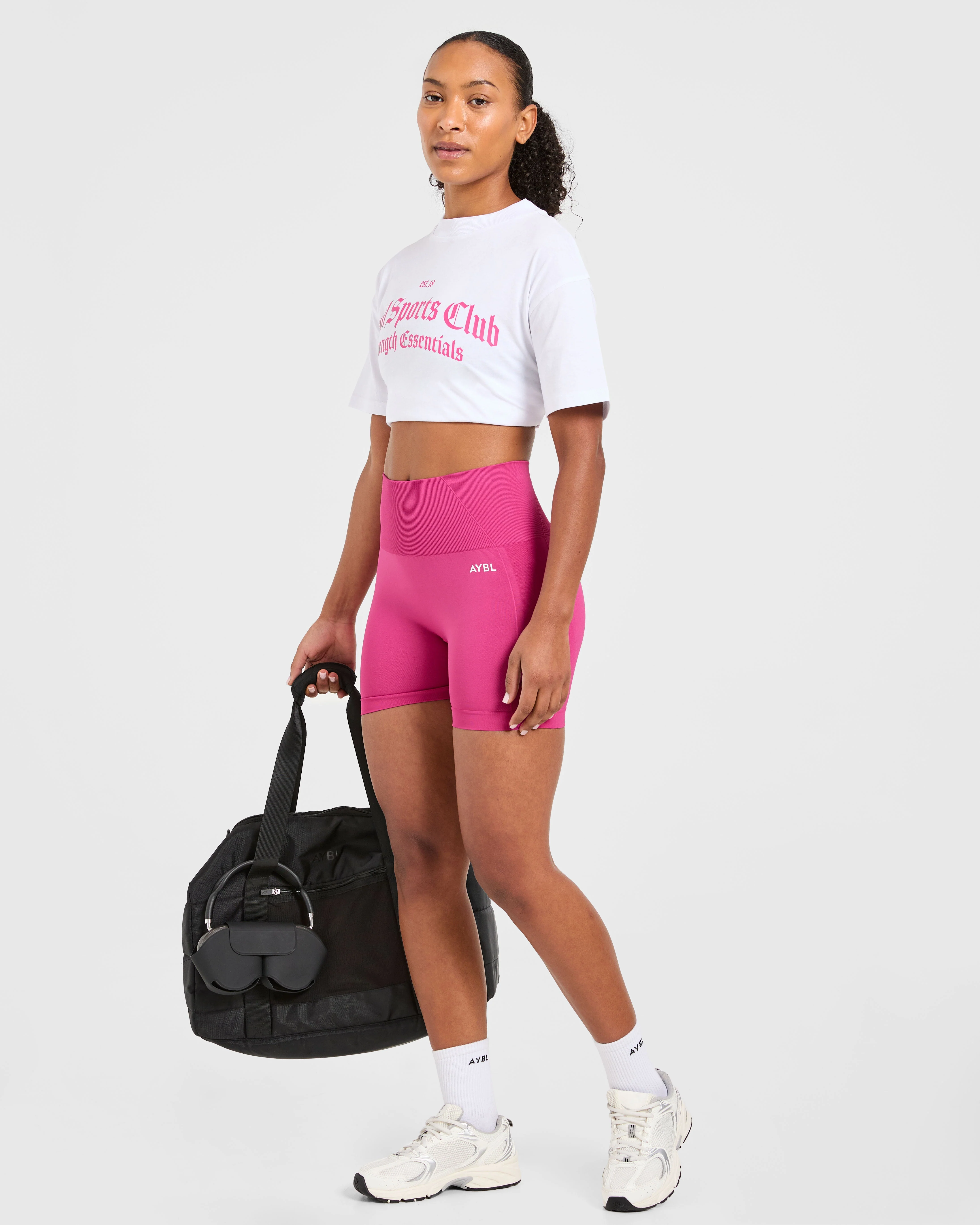 Sports Club Gothic Oversized T Shirt - White/Pink - Image 7