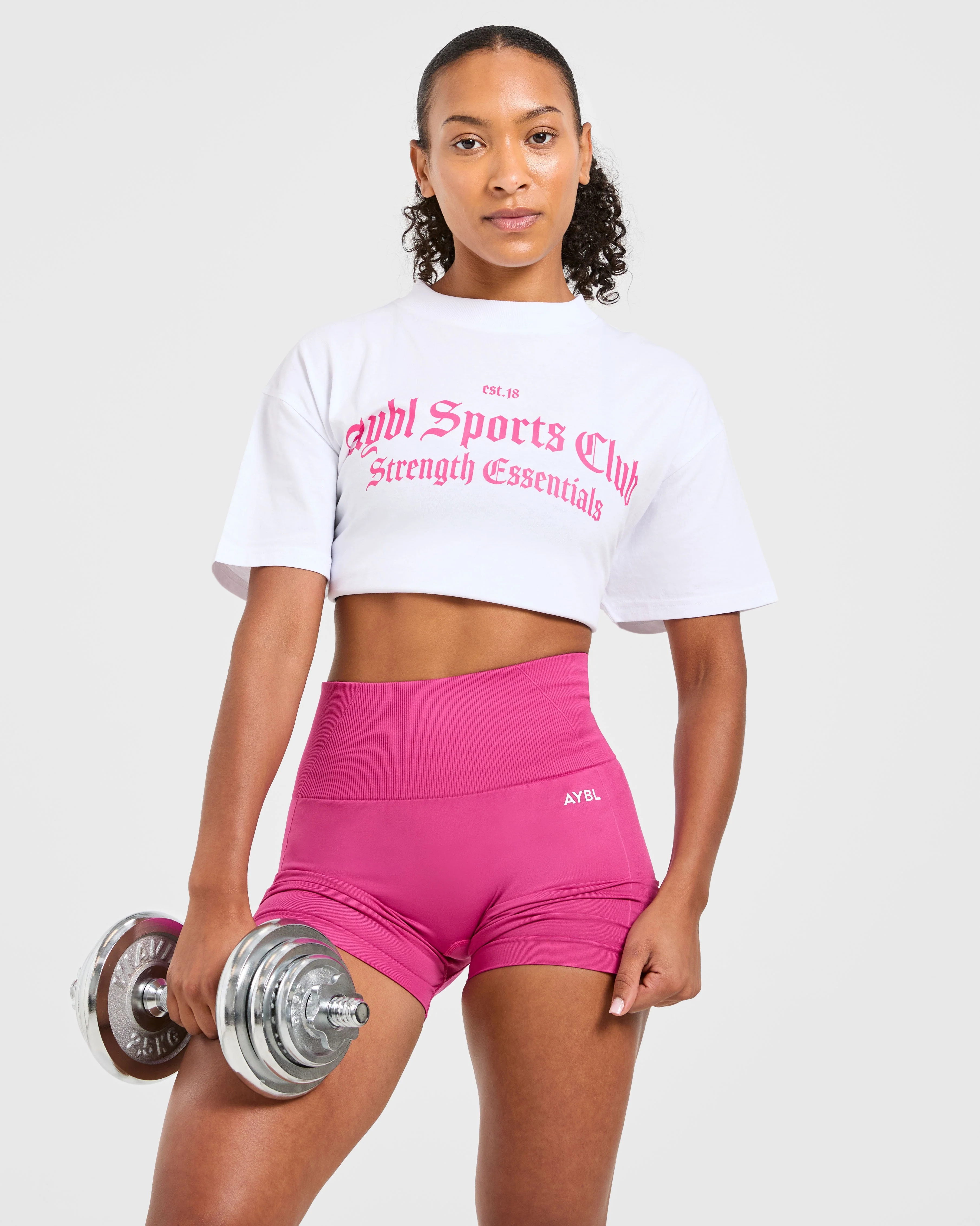 Sports Club Gothic Oversized T Shirt - White/Pink - Image 8