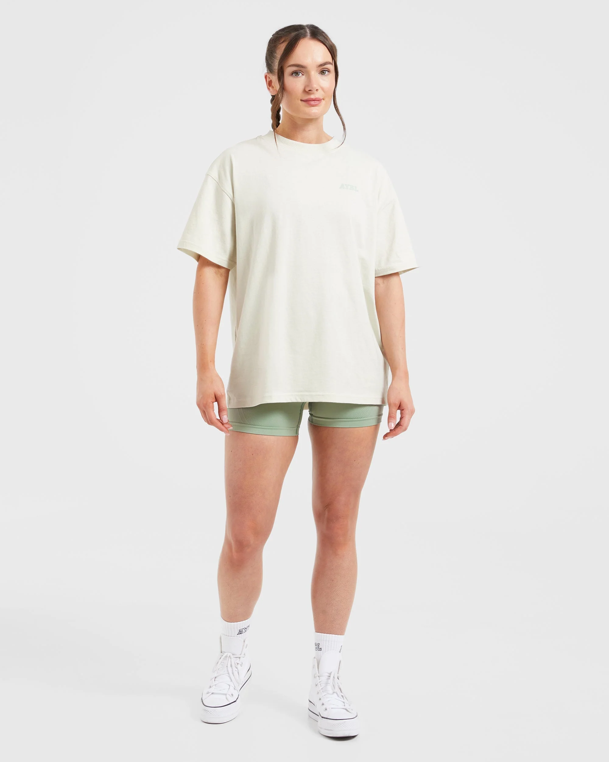 Sports Club Wavy Oversized T Shirt - Off White/Green - Image 3
