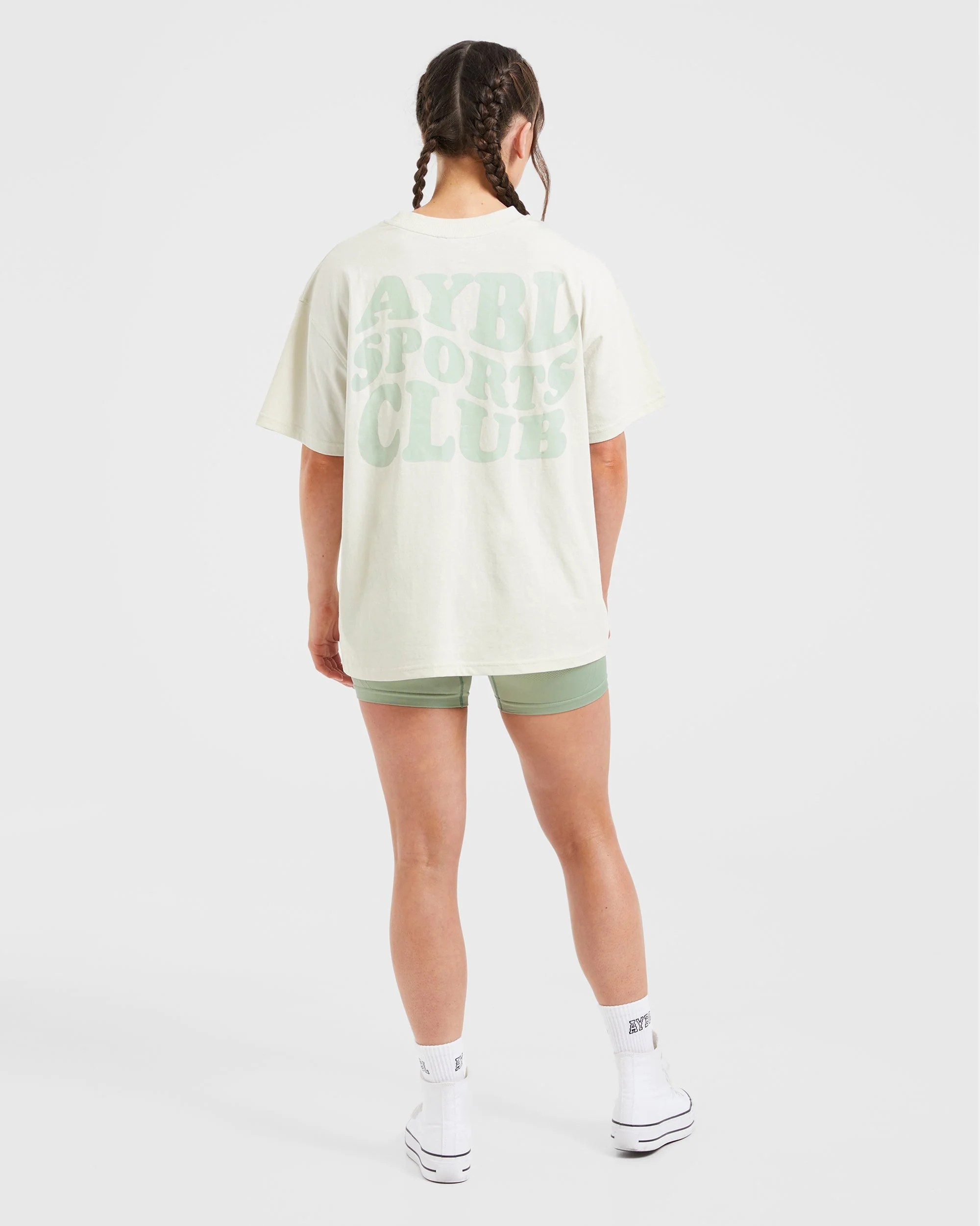 Sports Club Wavy Oversized T Shirt - Off White/Green - Image 4