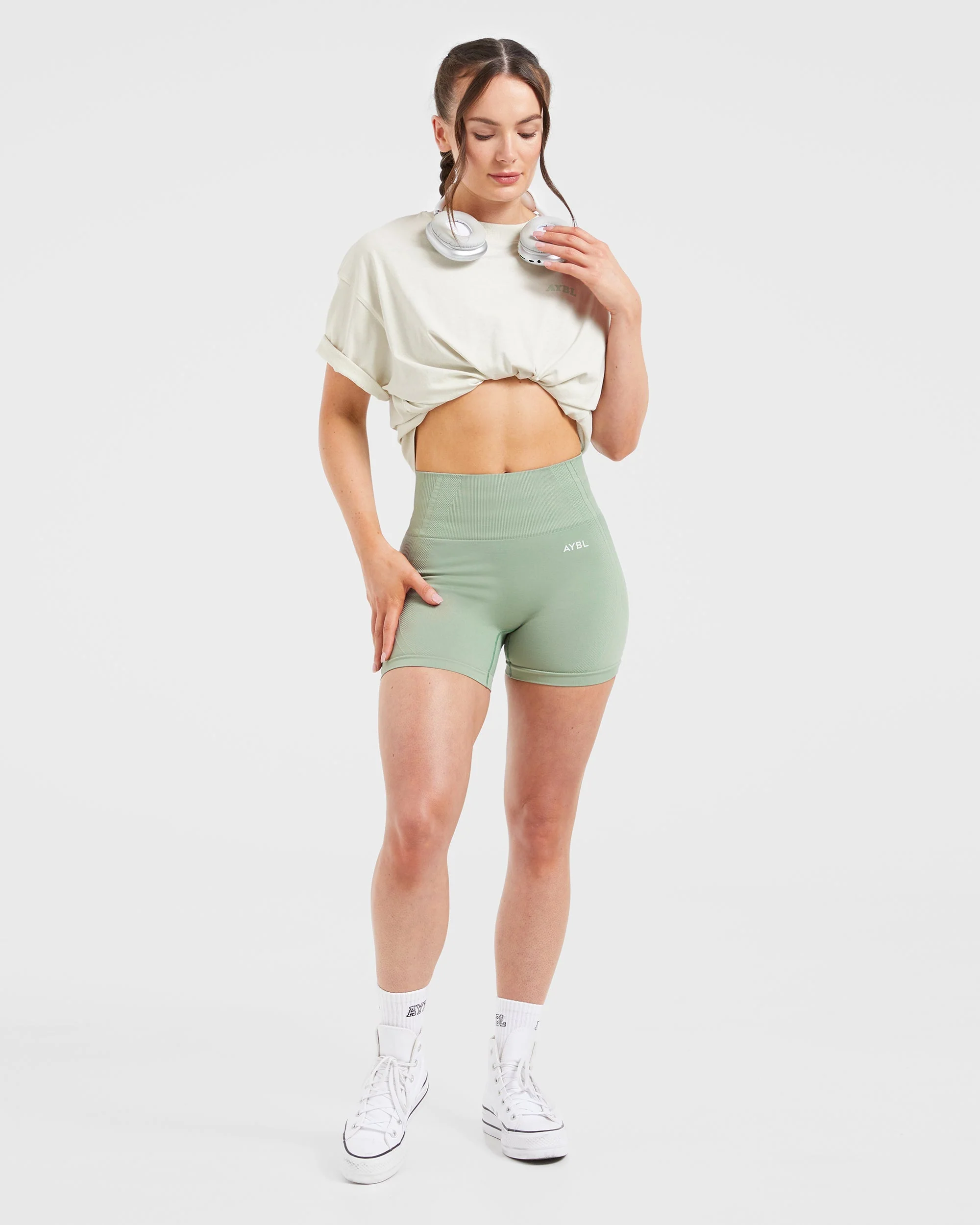 Sports Club Wavy Oversized T Shirt - Off White/Green - Image 7