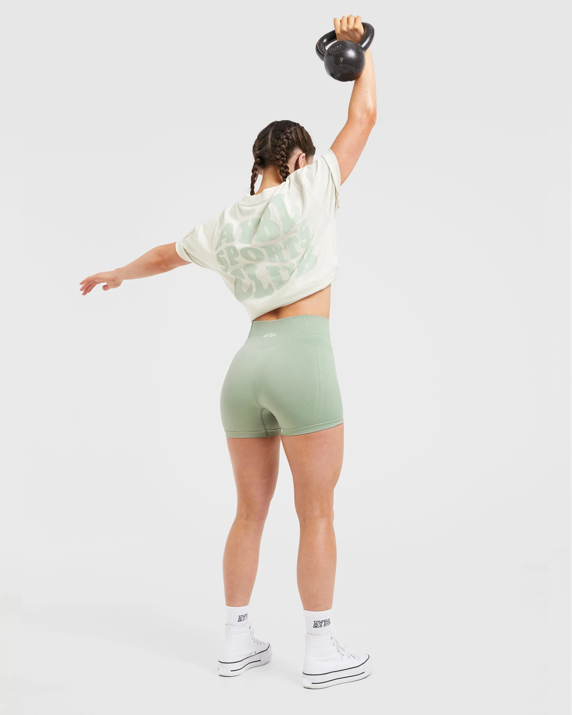 Sports Club Wavy Oversized T Shirt - Off White/Green - Image 8
