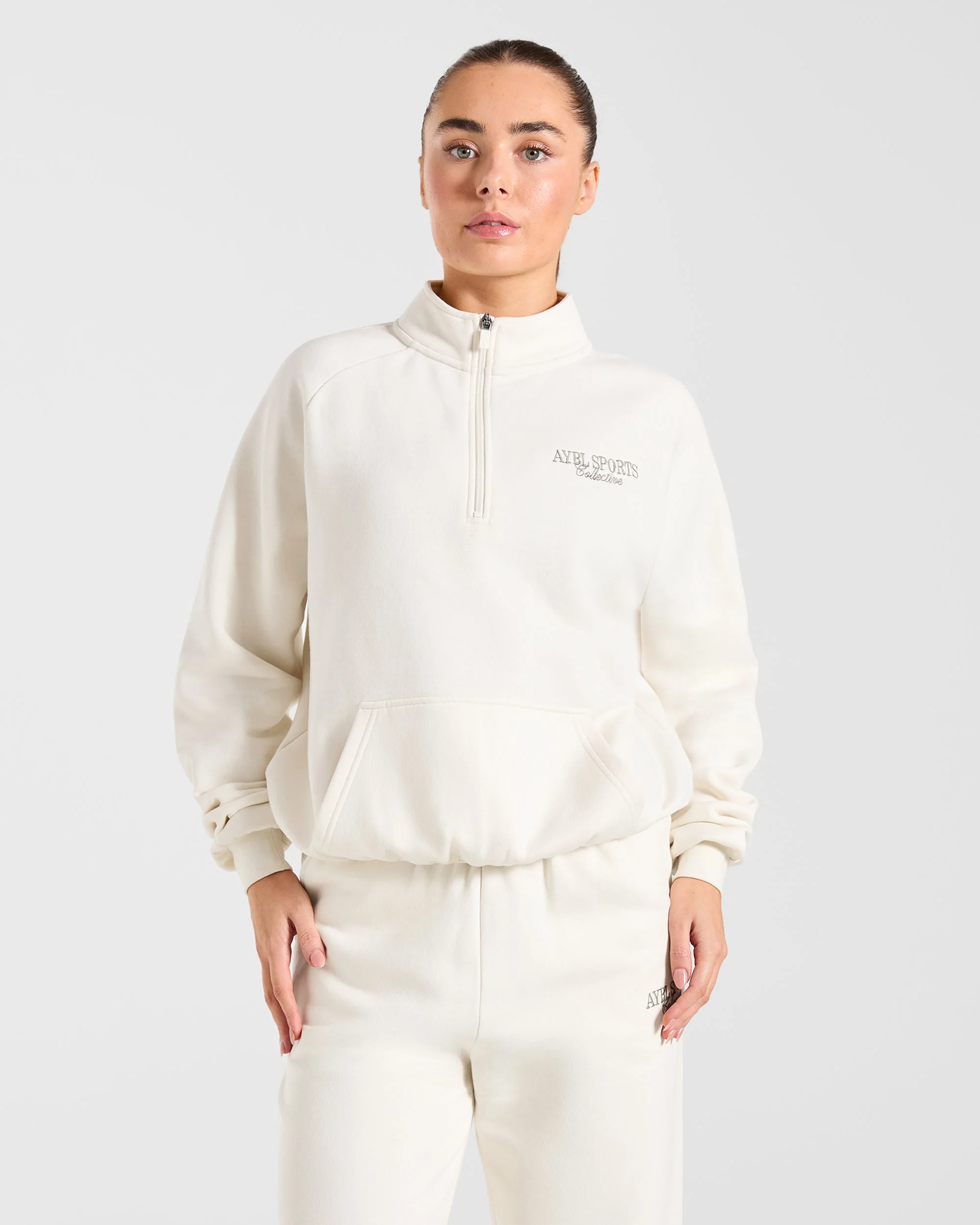 Sports Collective Oversized 1/4 Zip Pullover - Off White/Green - Image 2