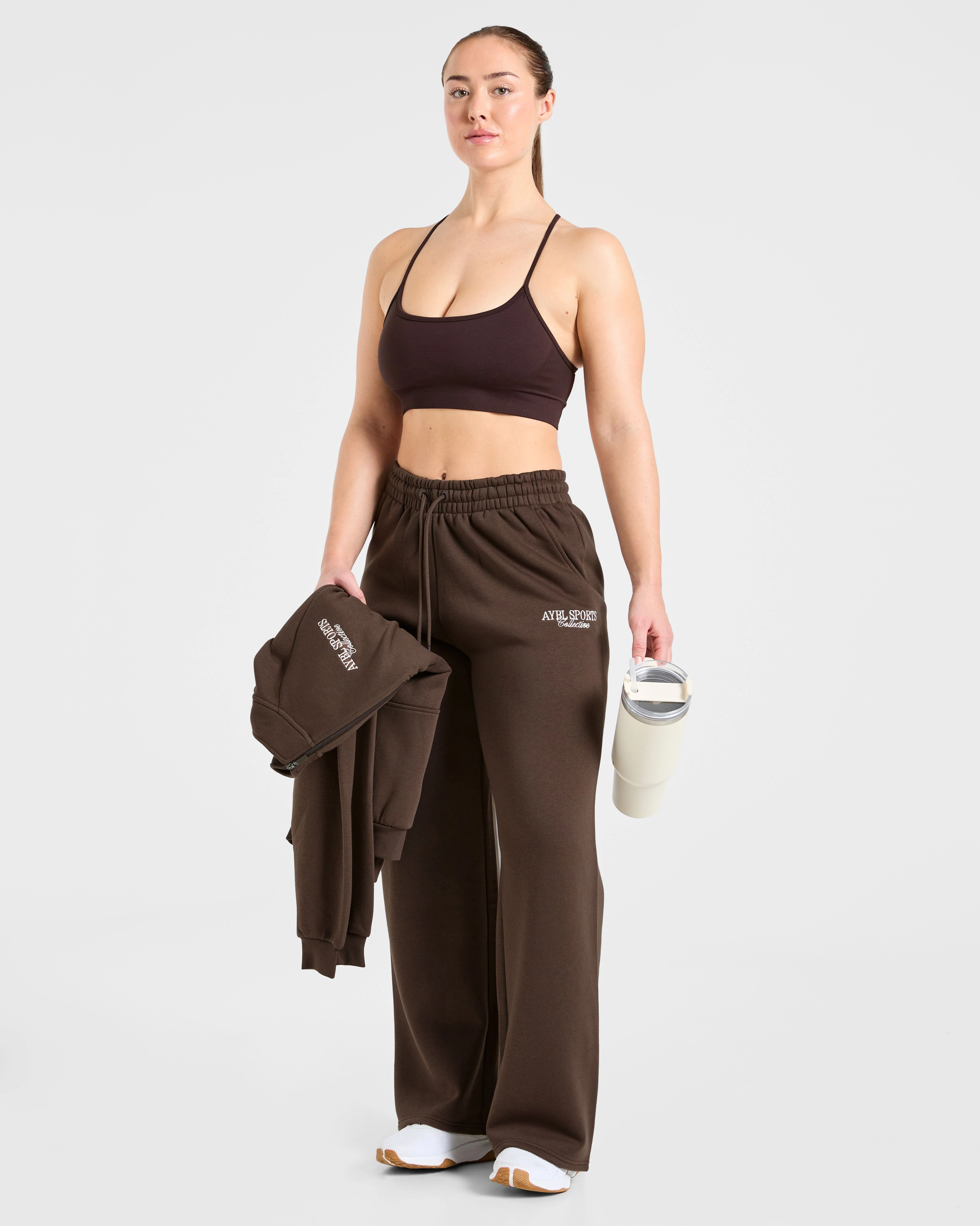 Sports Collective Oversized Straight Leg Joggers - Brown - Image 7