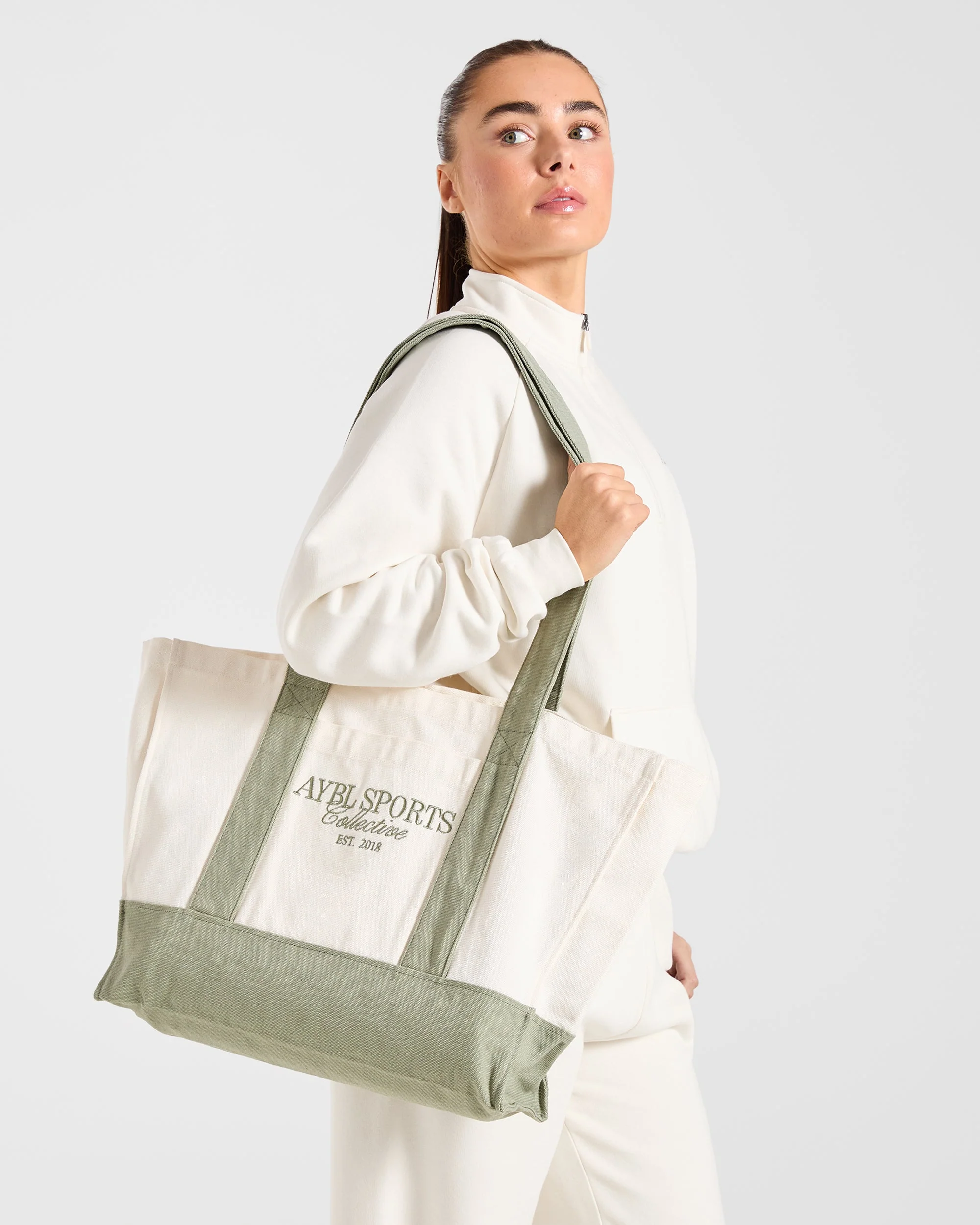 Sports Collective Tote Bag - Off White/Green - Image 4