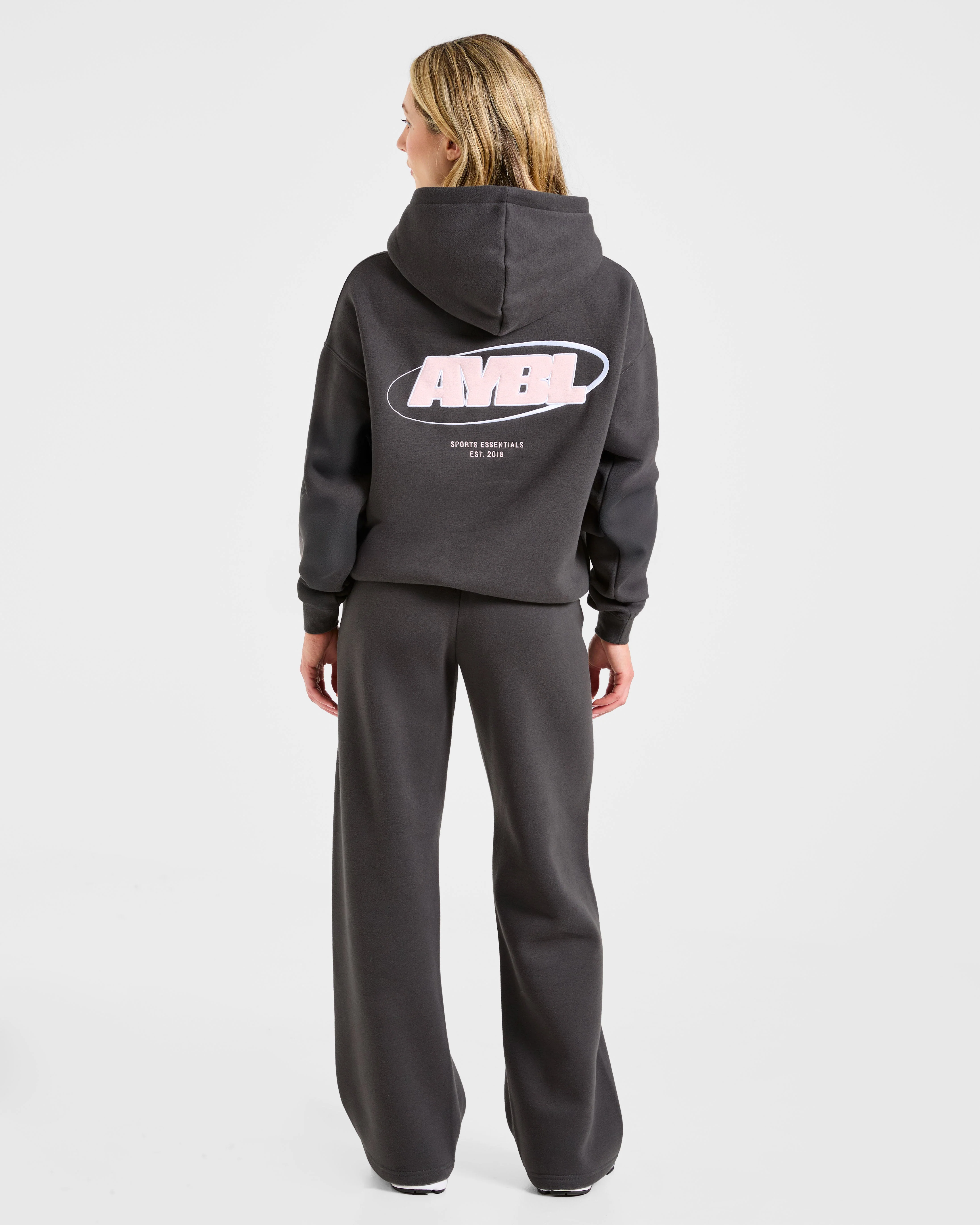 Sports Essentials Oversized Hoodie - Charcoal/Pink - Image 4